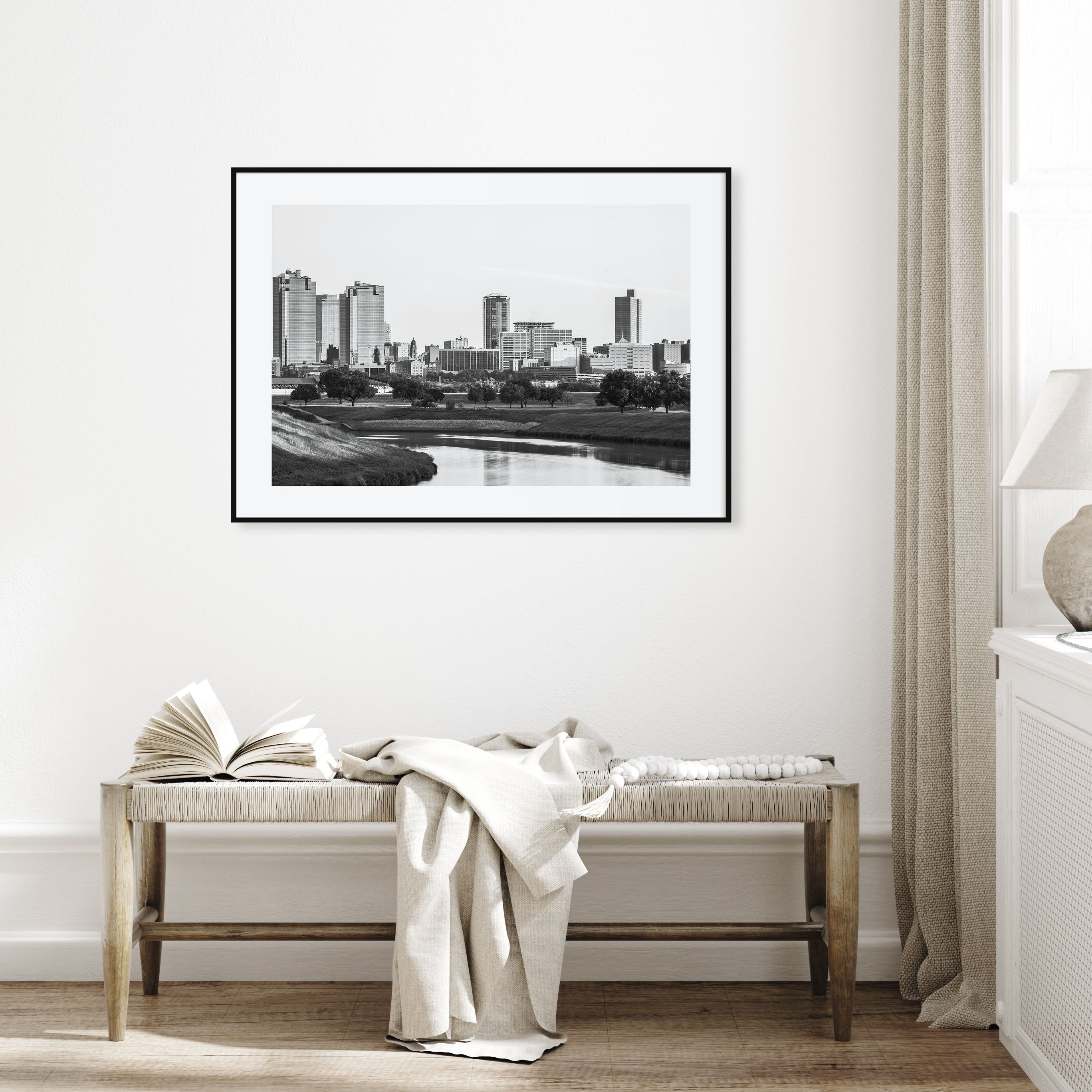 Fort Worth Landscape B&W Poster
