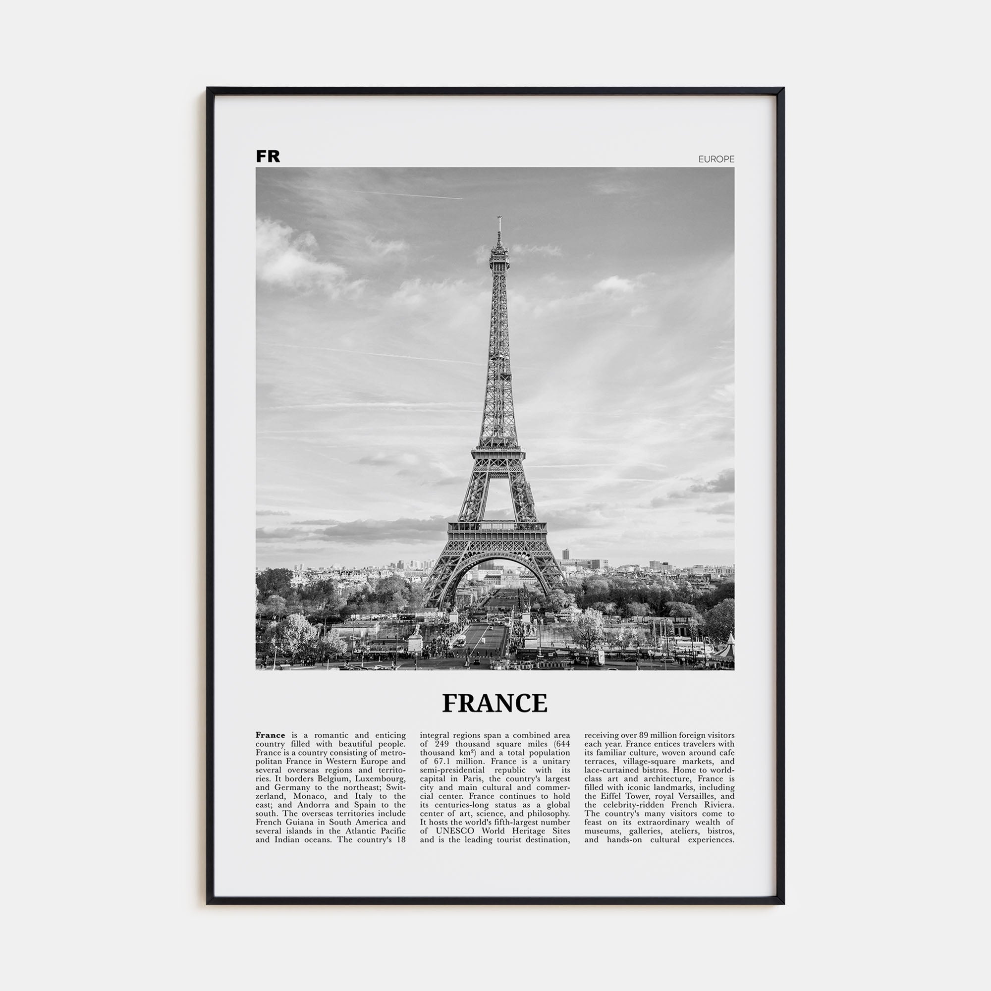 France Travel B&W No 1 Poster