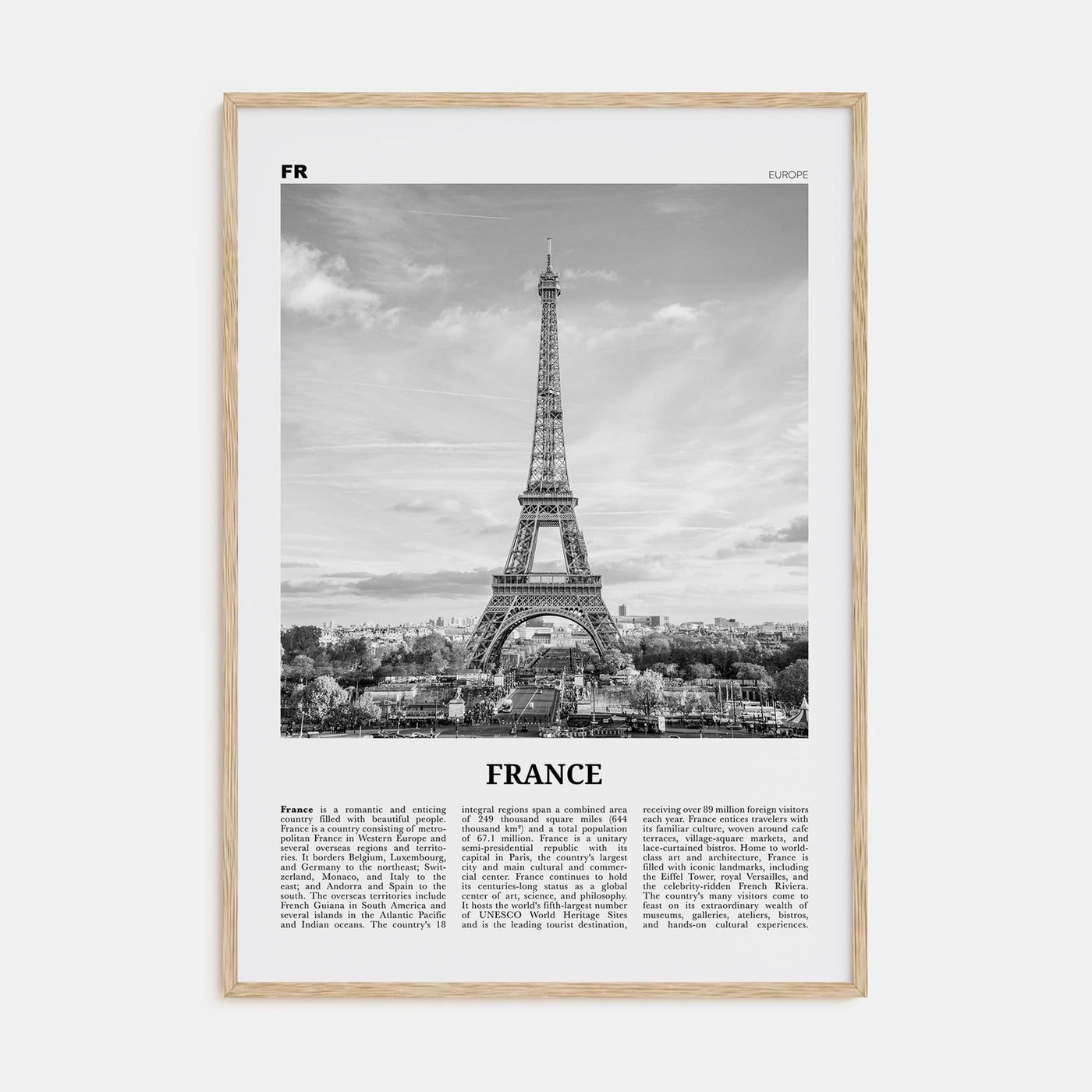 France Travel B&W No 1 Poster