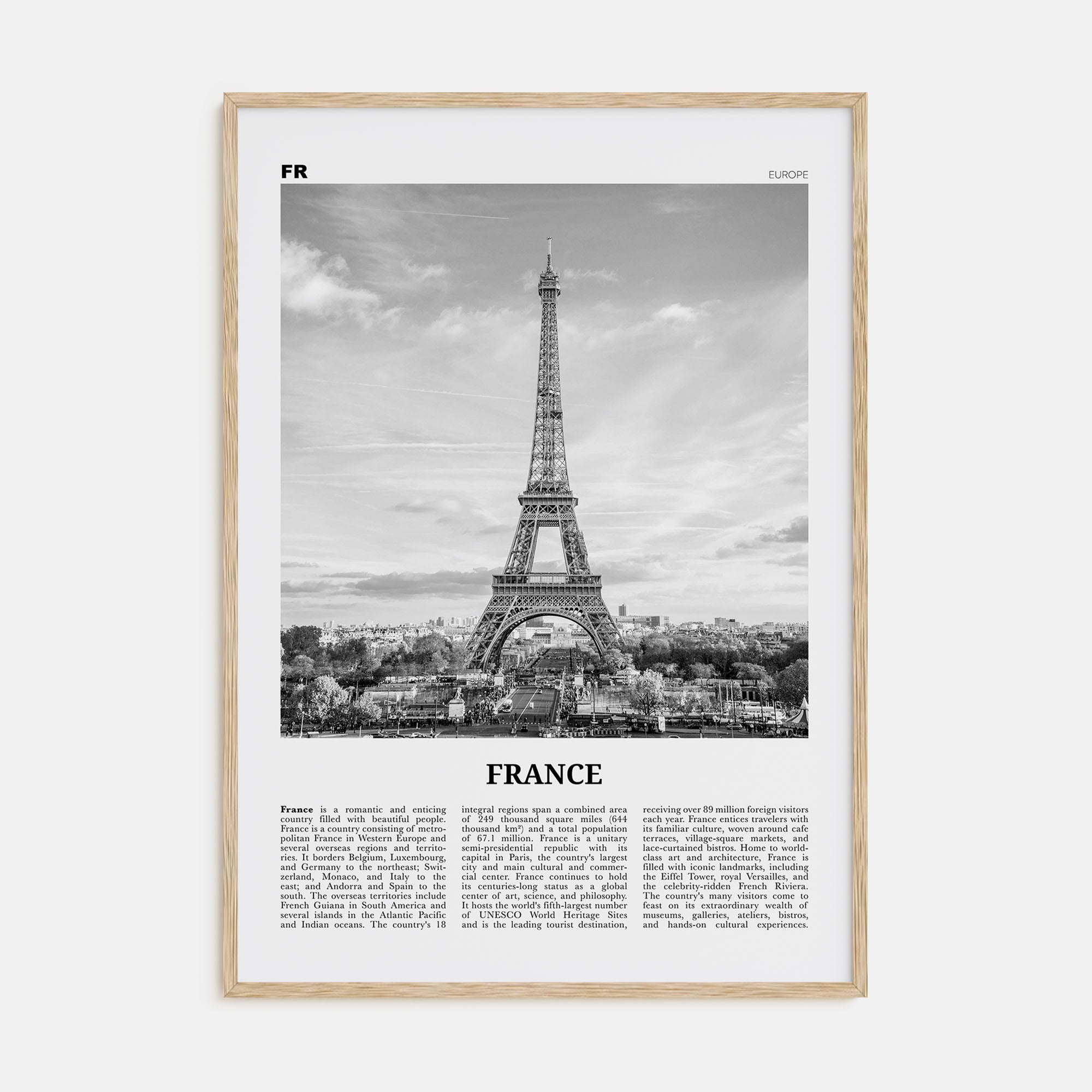 France Travel B&W No 1 Poster