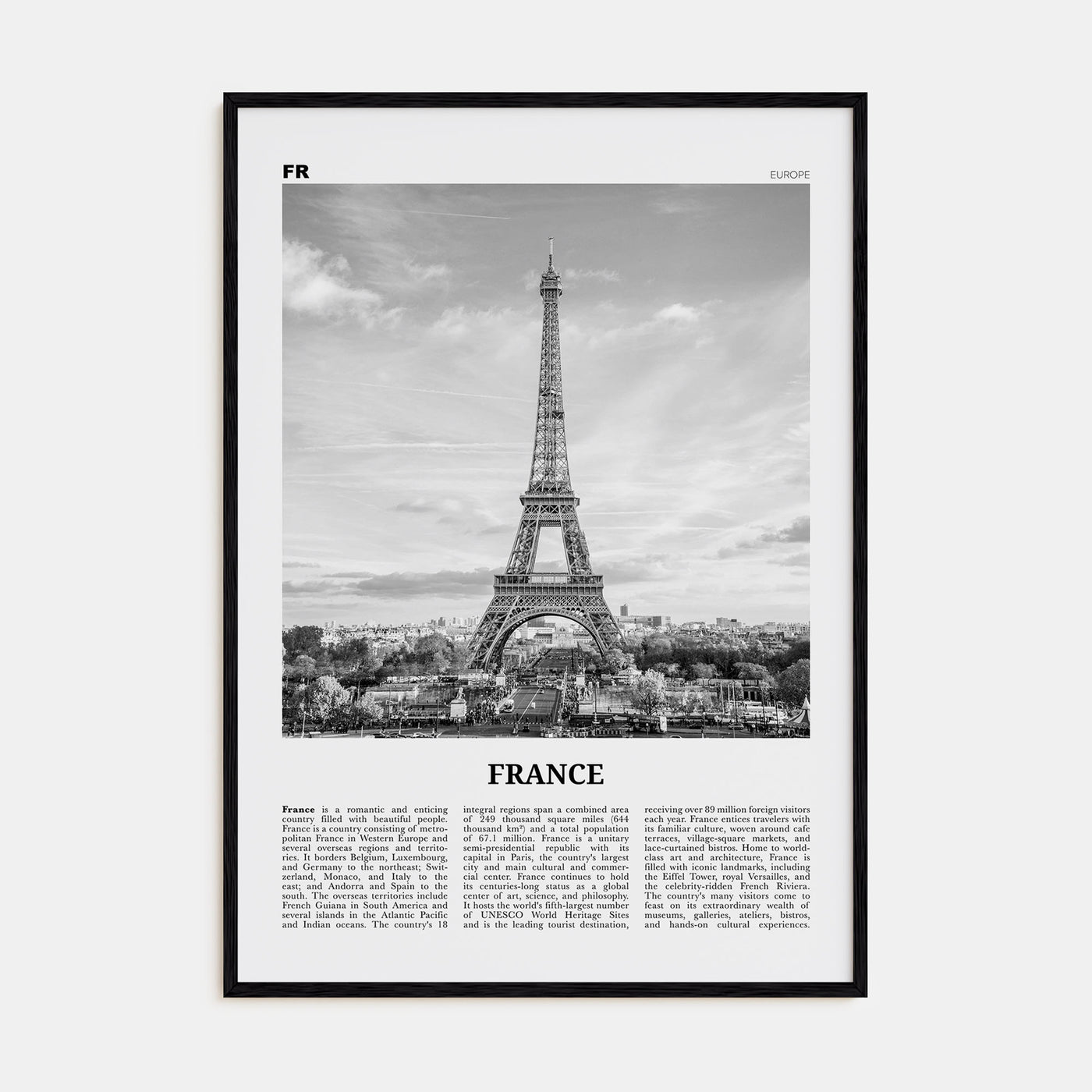 France Travel B&W No 1 Poster