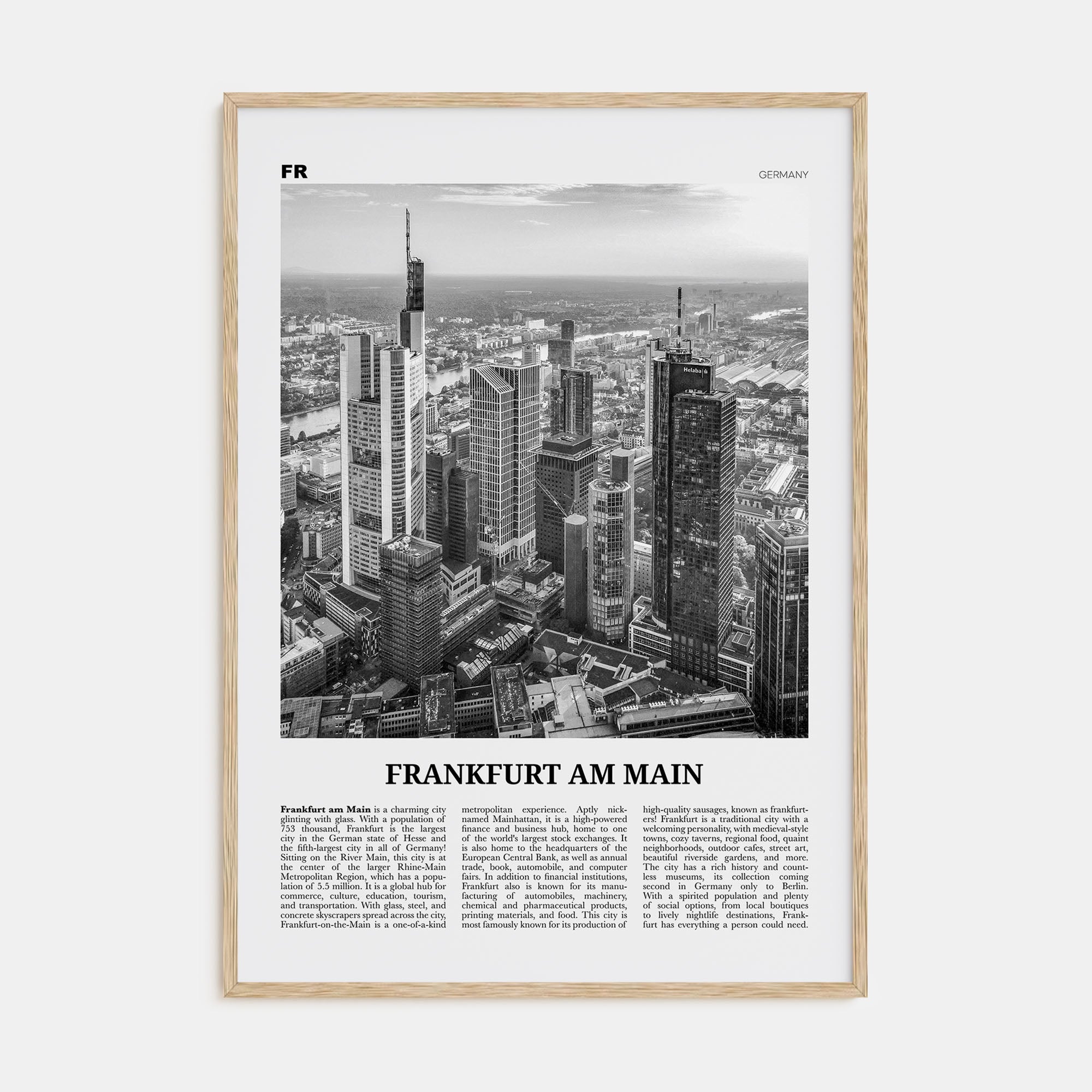Frankfurt am Main Travel B&W Poster