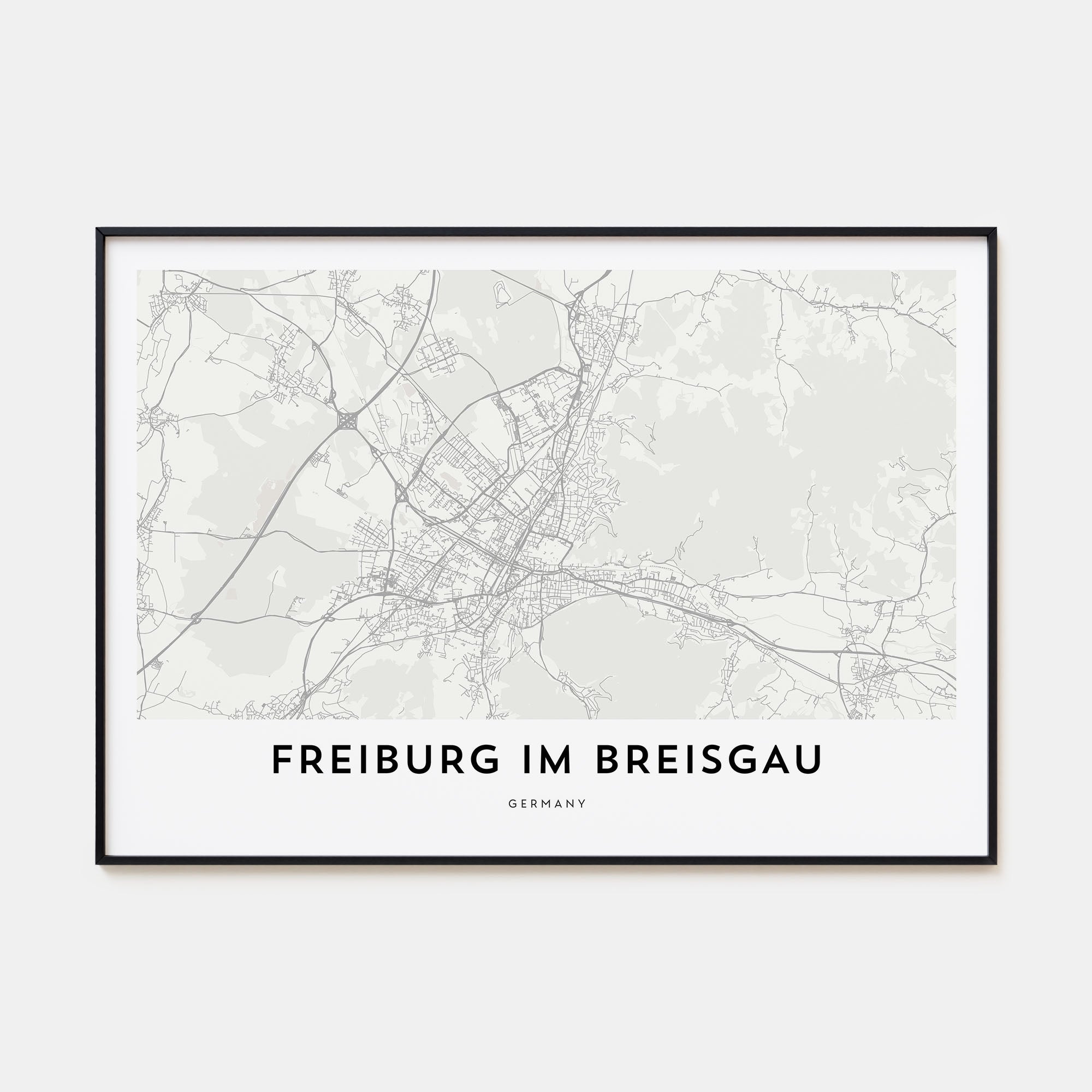 Freiburg im Breisgau Map Landscape Poster