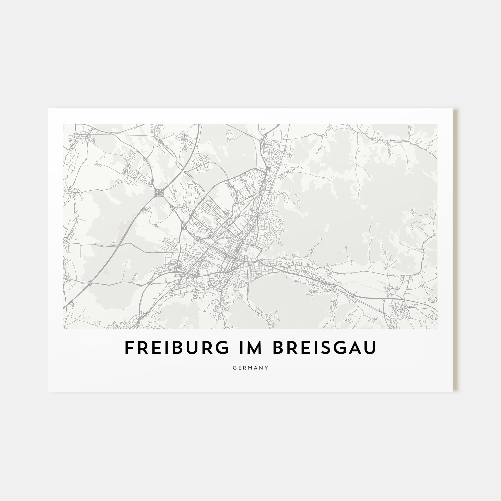 Freiburg im Breisgau Map Landscape Poster