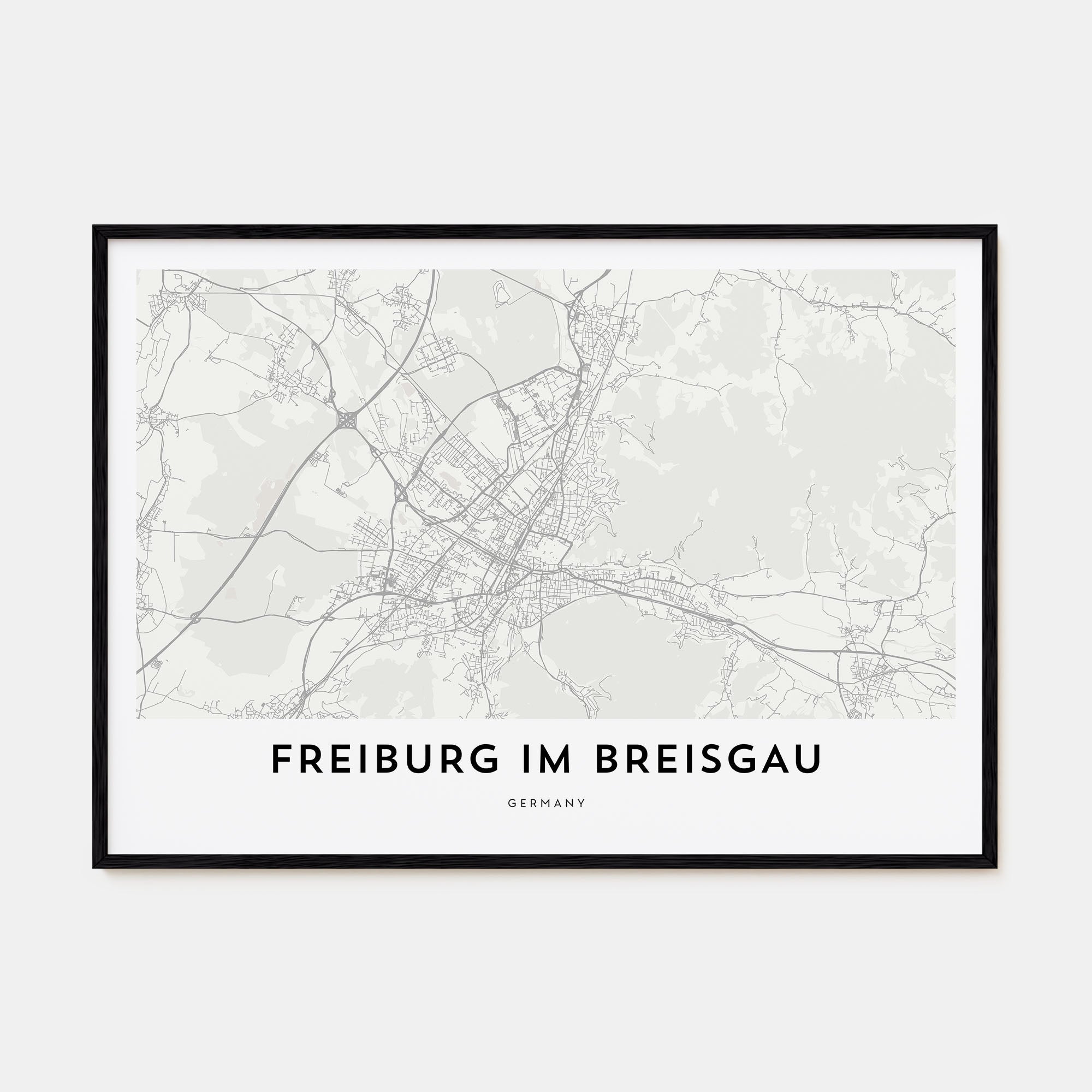 Freiburg im Breisgau Map Landscape Poster