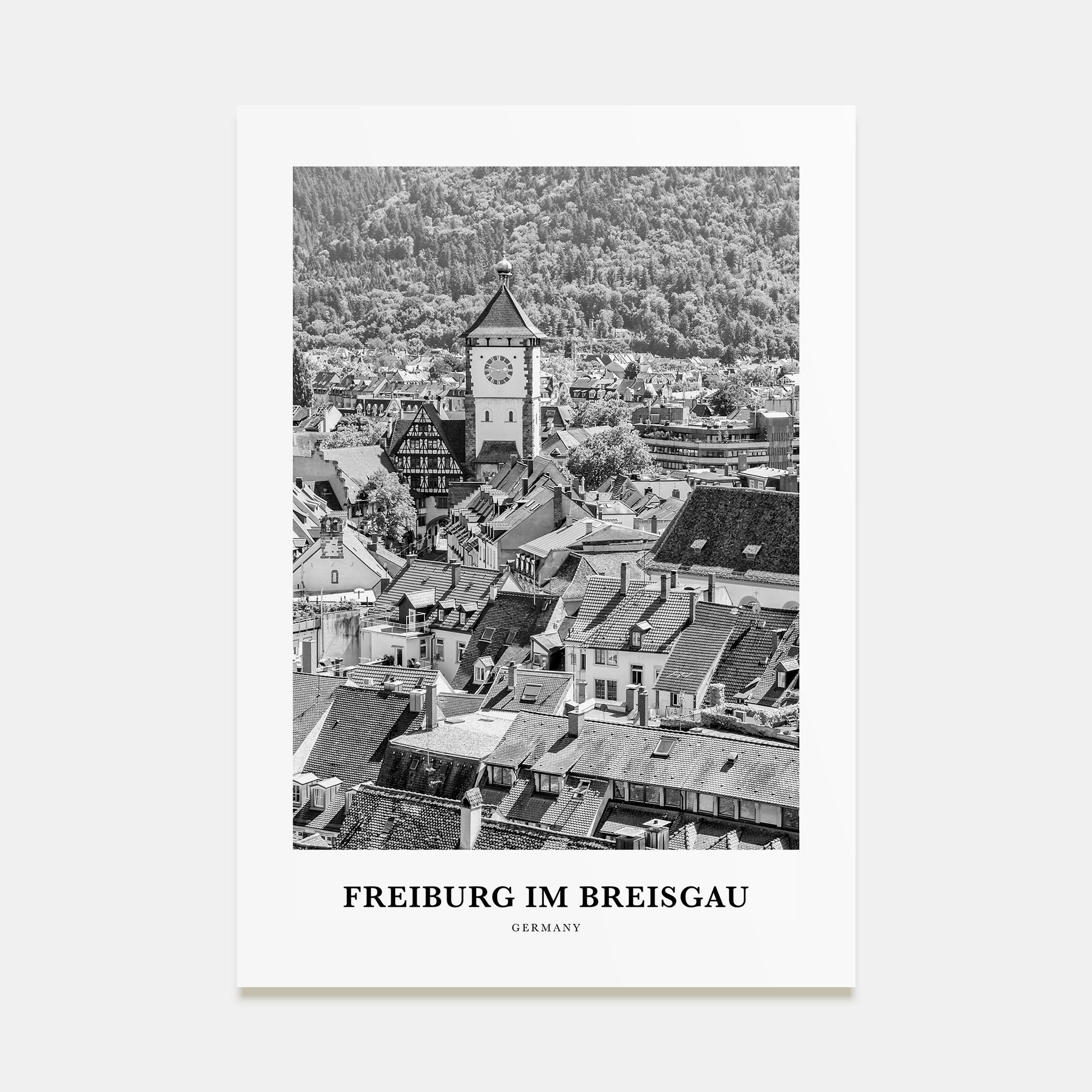 Freiburg im Breisgau Portrait B&W Poster