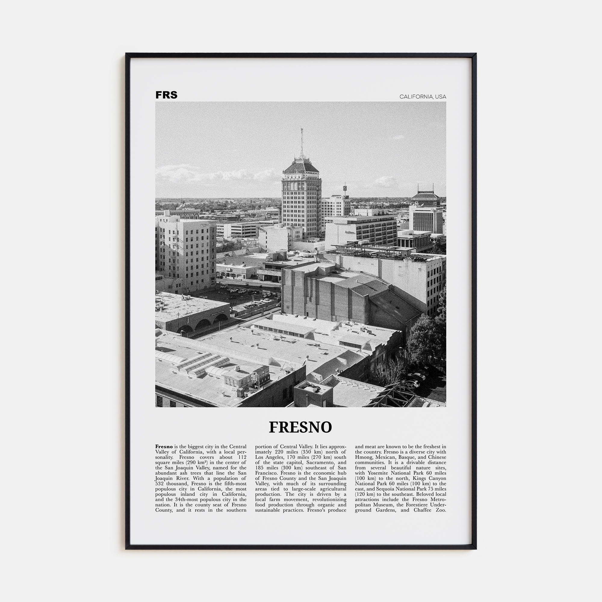Fresno Travel B&W Poster