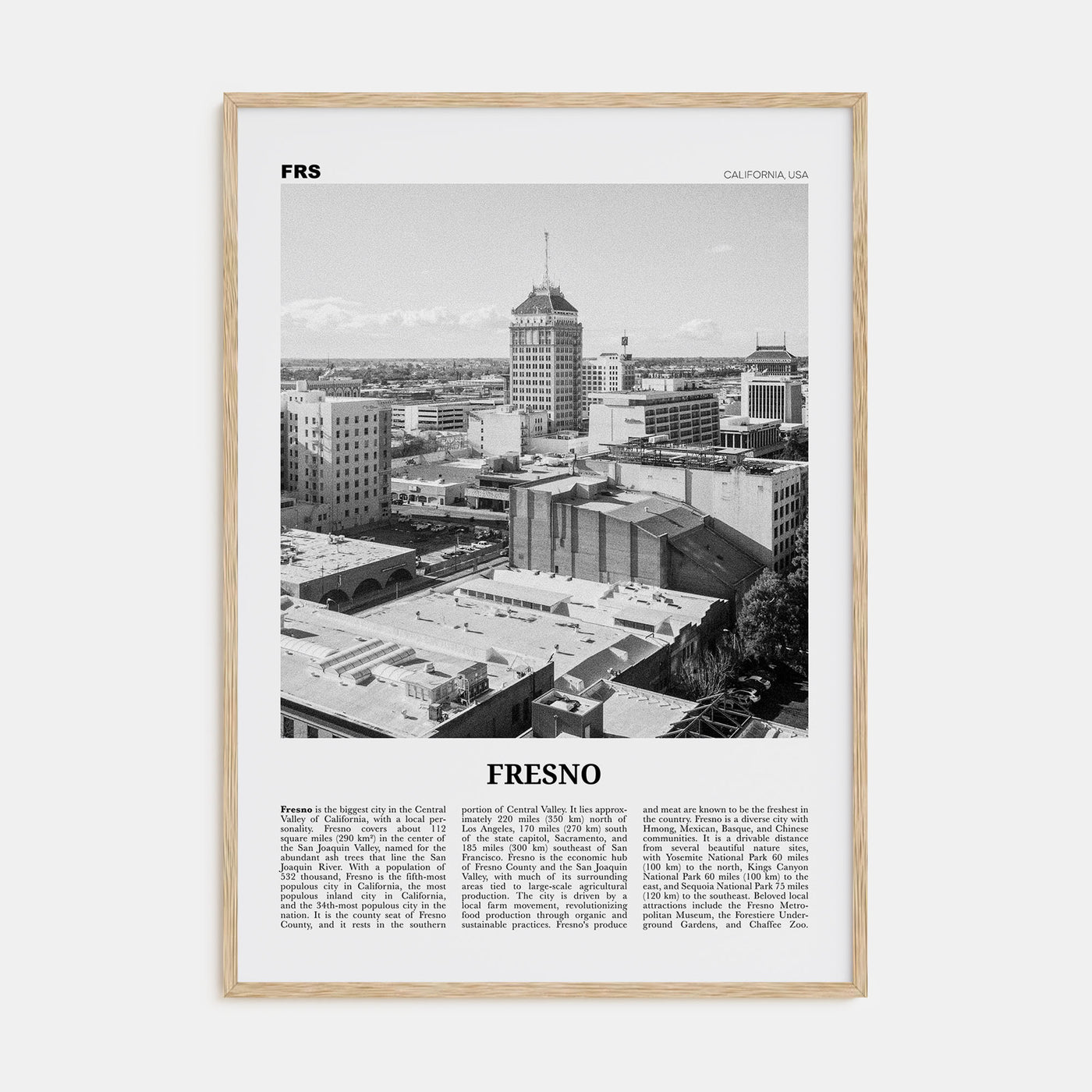 Fresno Travel B&W Poster