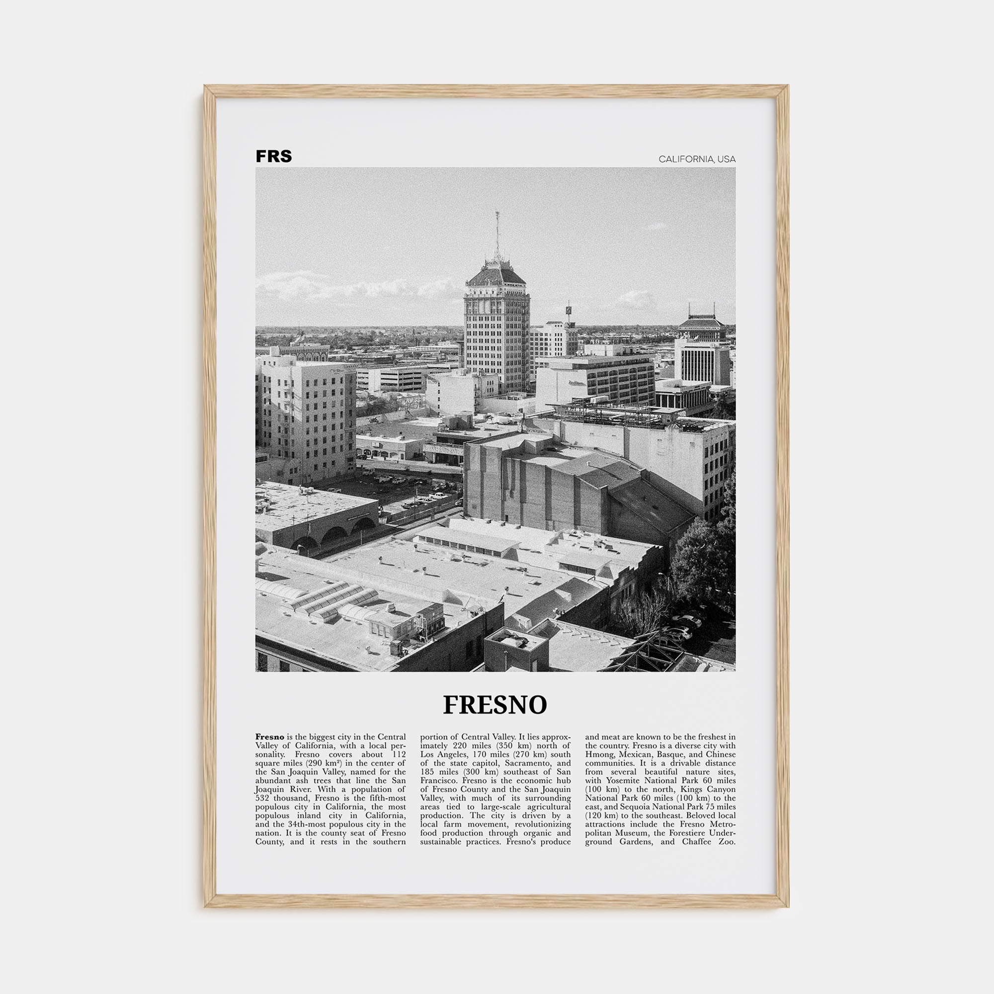 Fresno Travel B&W Poster