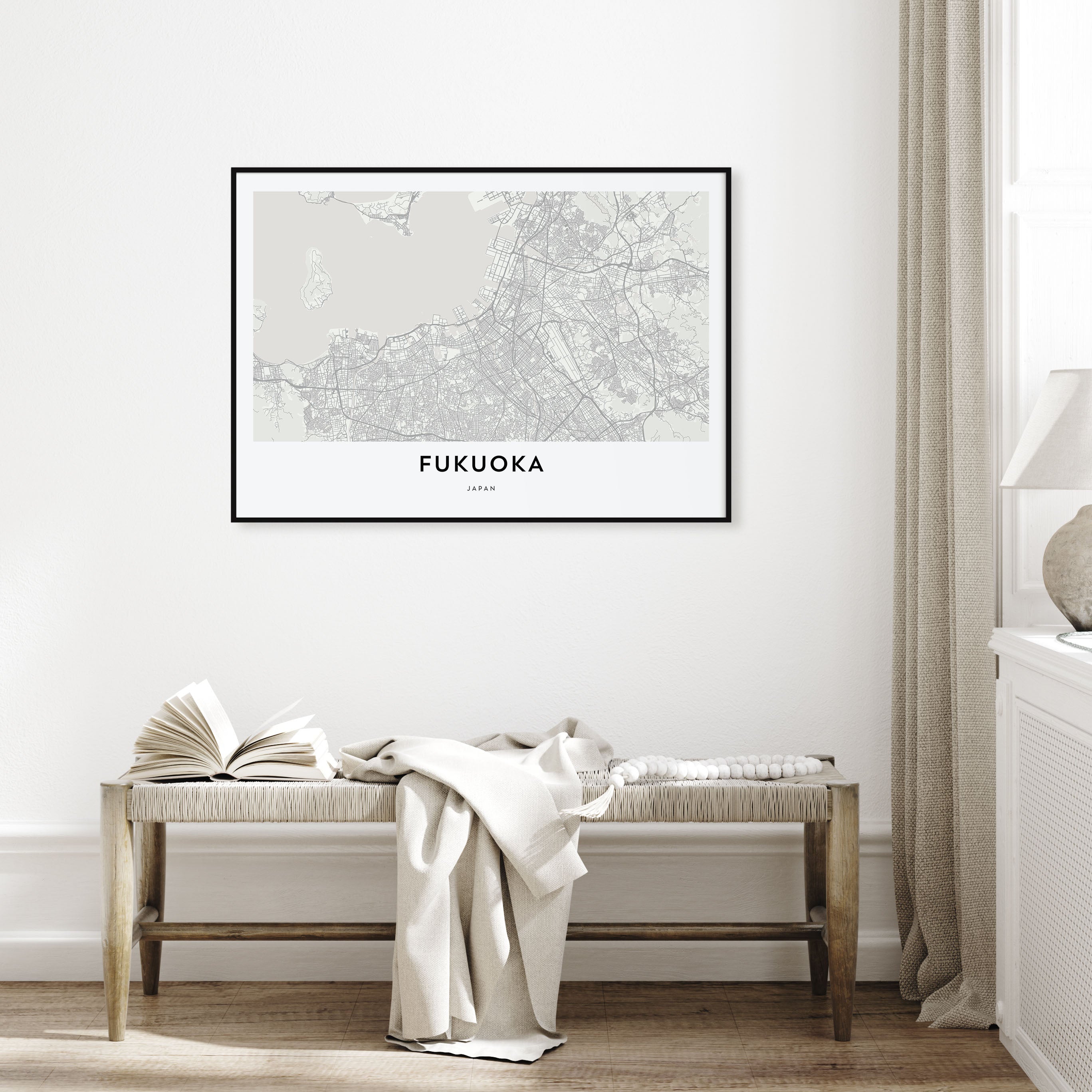 Fukuoka Map Landscape Poster