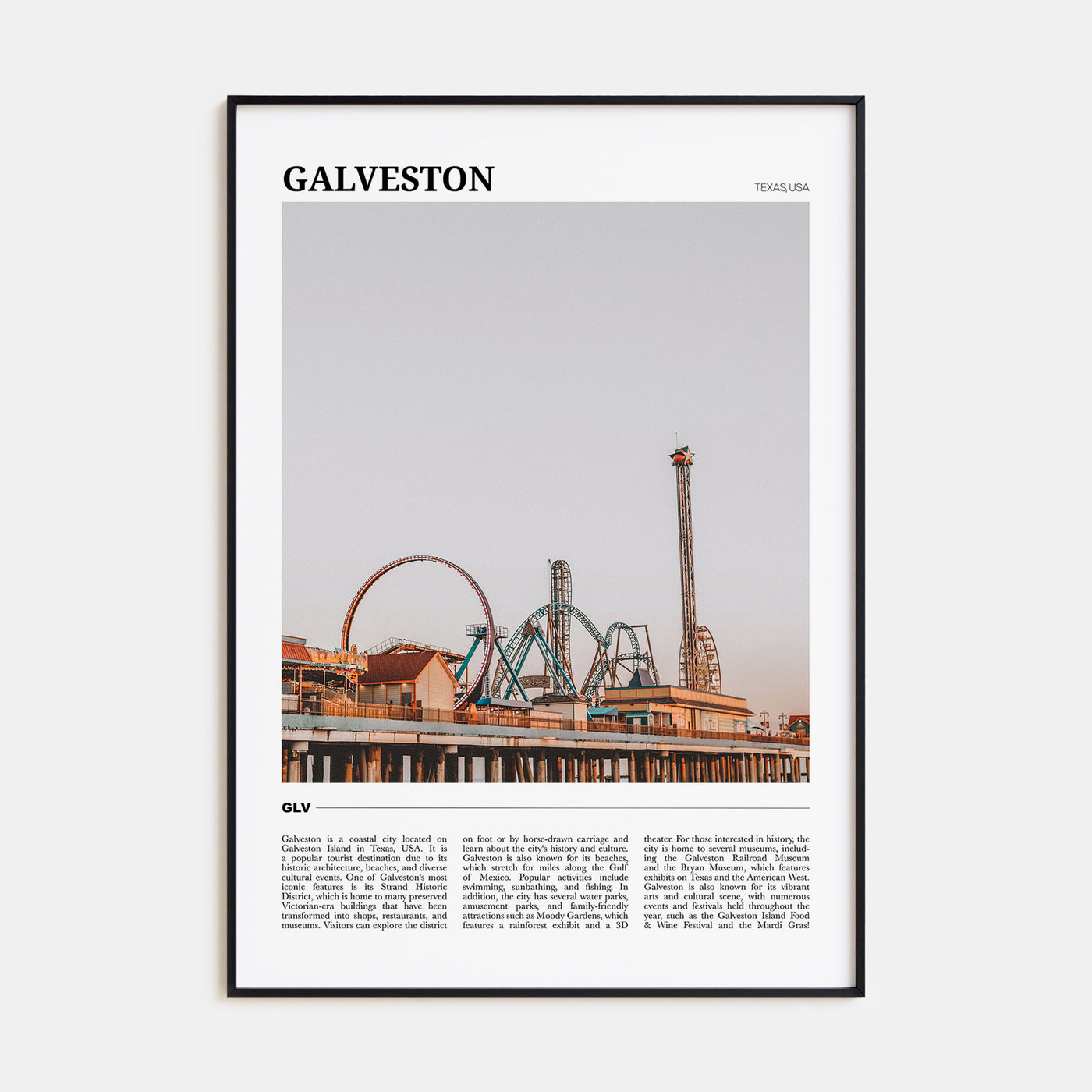 Galveston Travel Color Poster