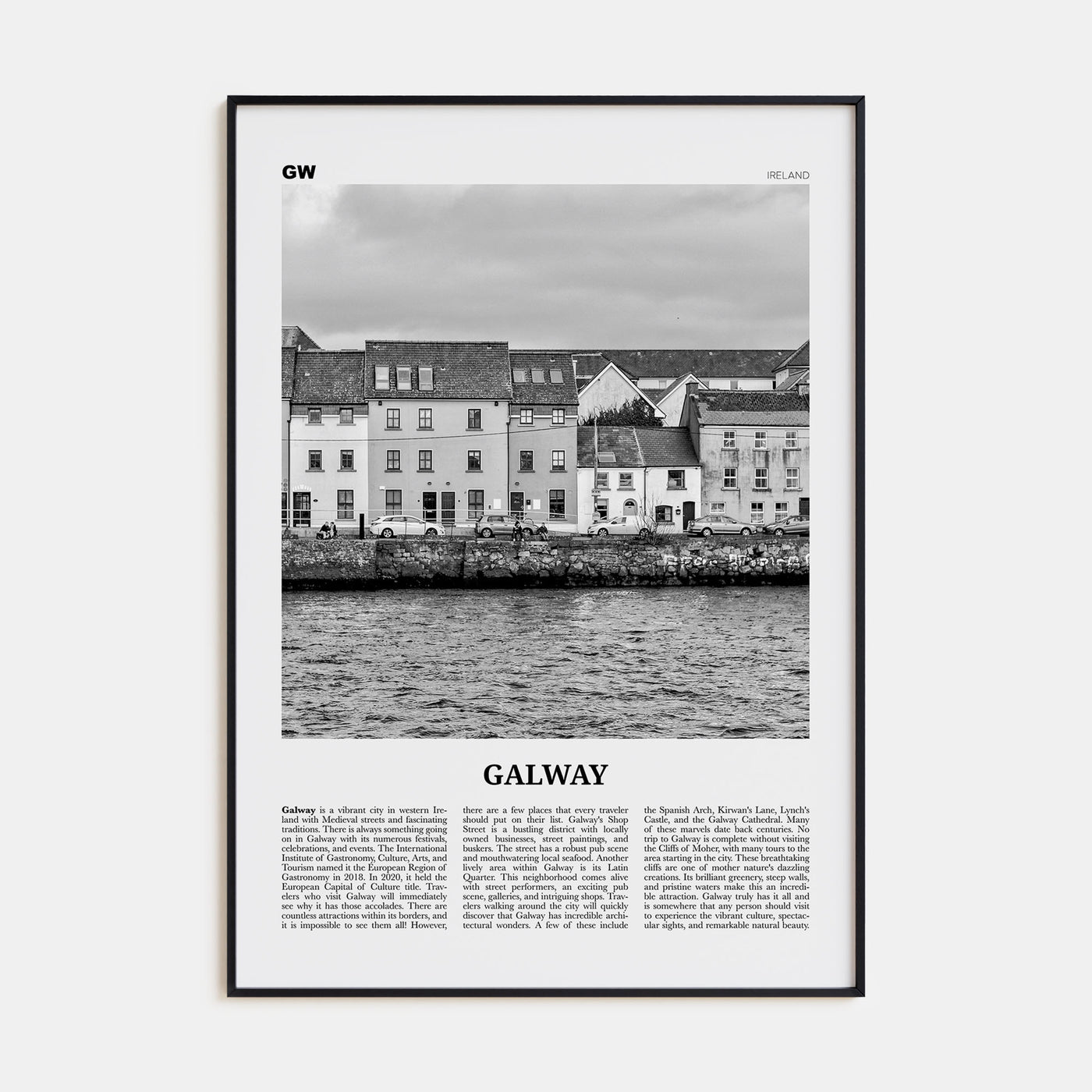 Galway Travel B&W Poster