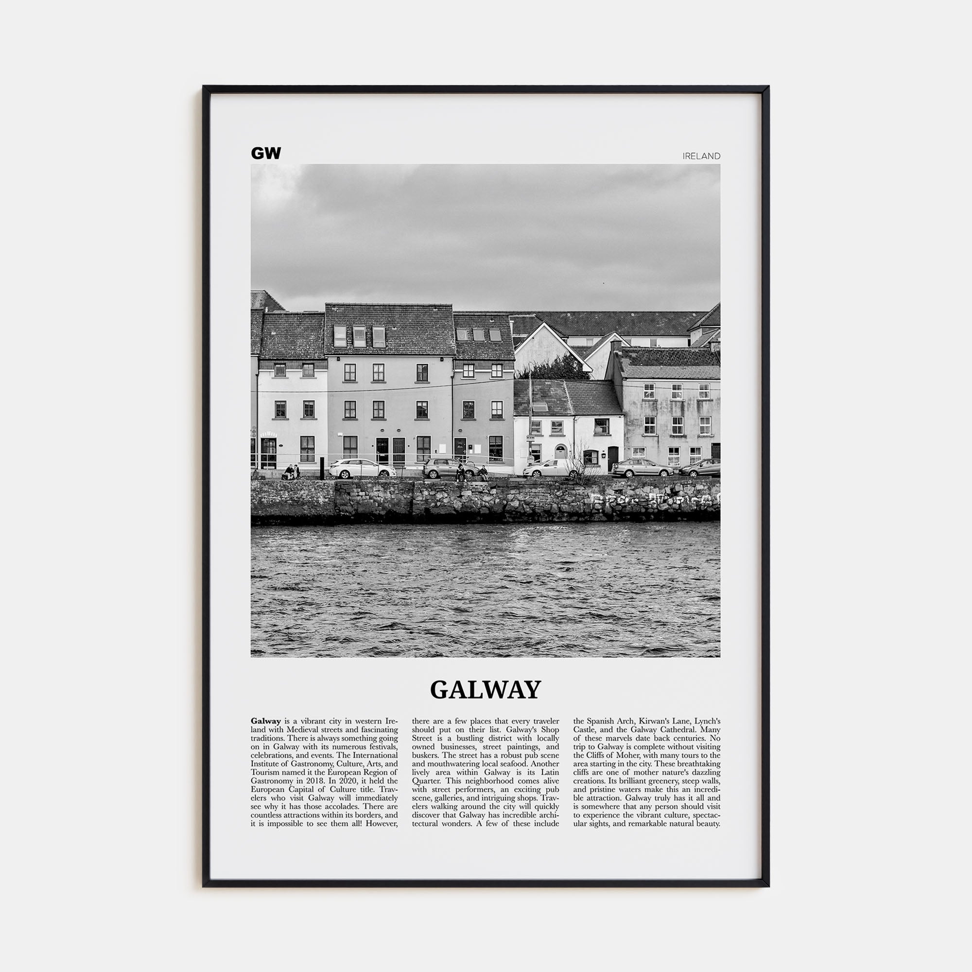 Galway Travel B&W Poster