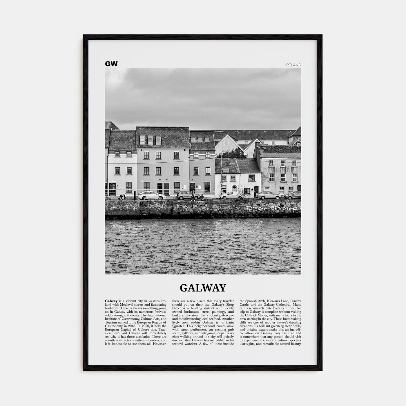 Galway Travel B&W Poster