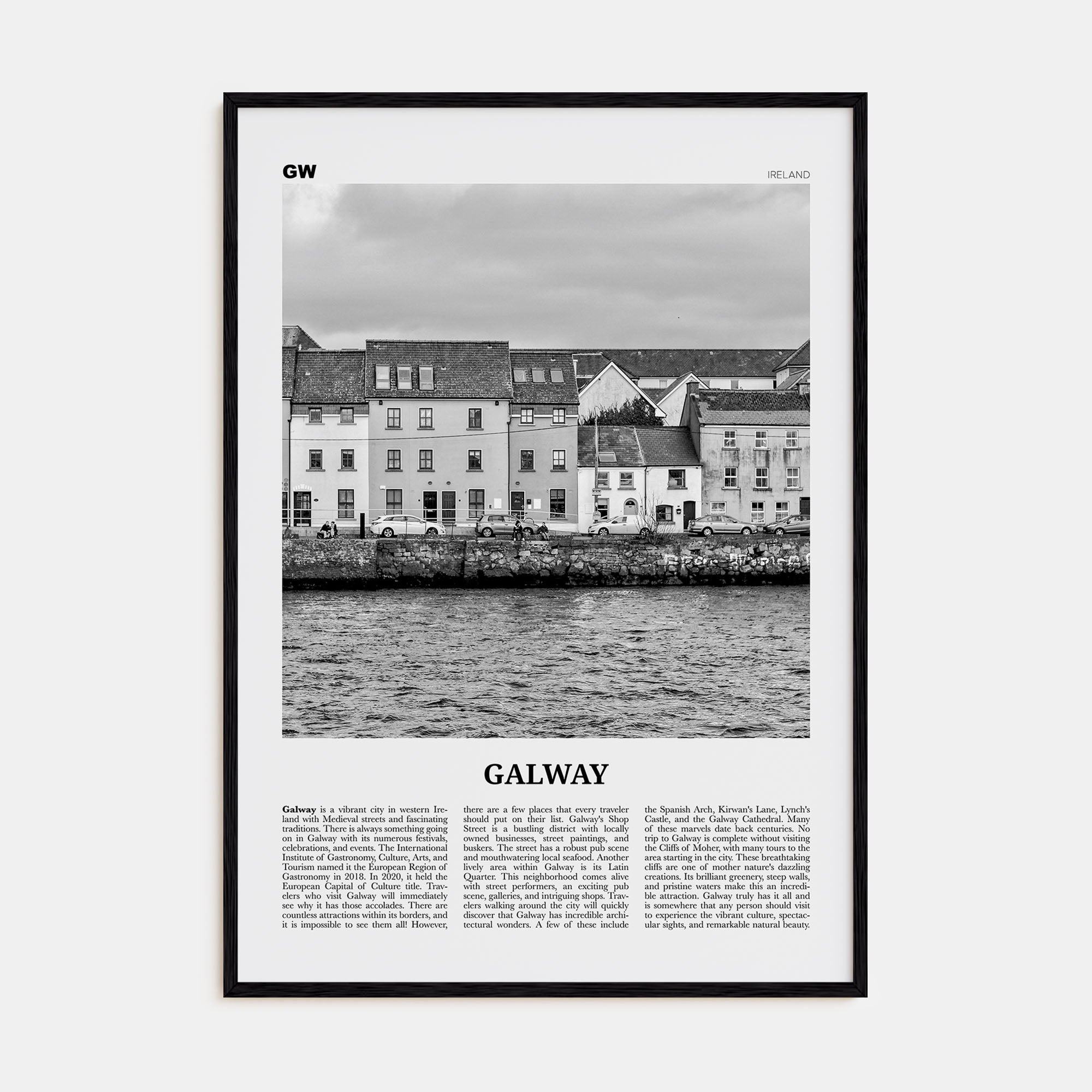 Galway Travel B&W Poster
