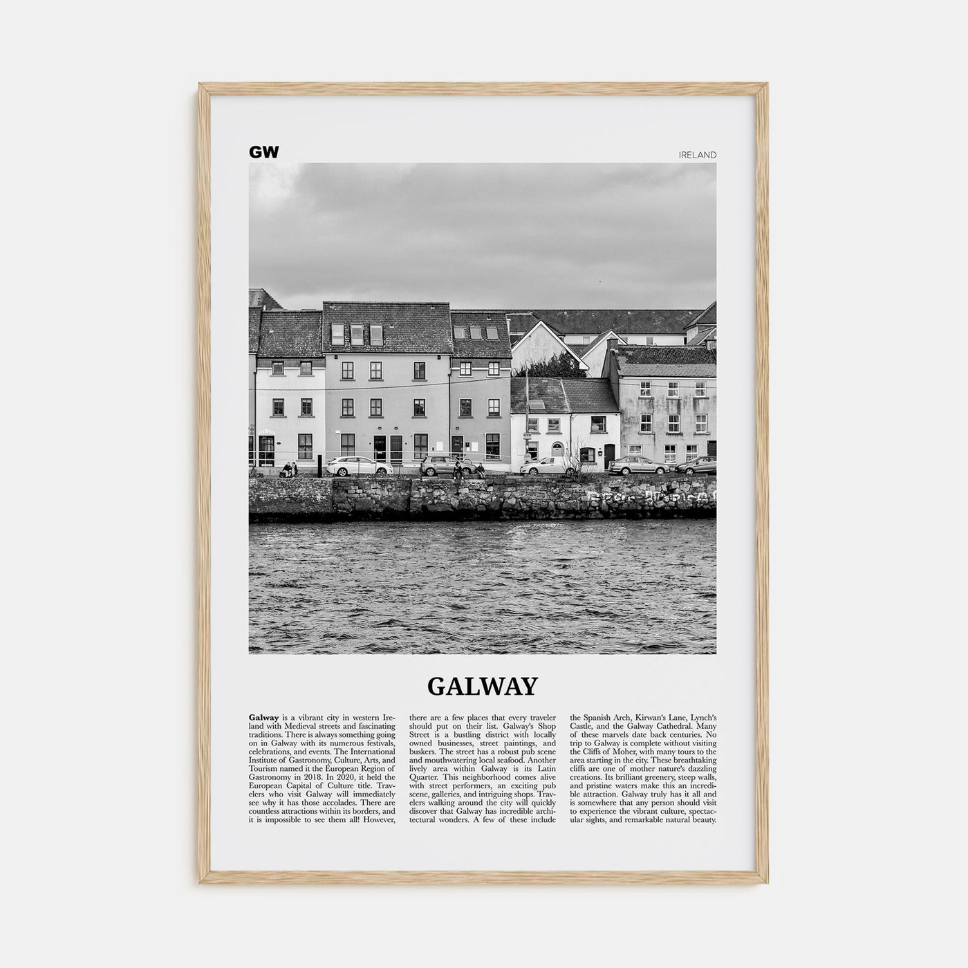 Galway Travel B&W Poster