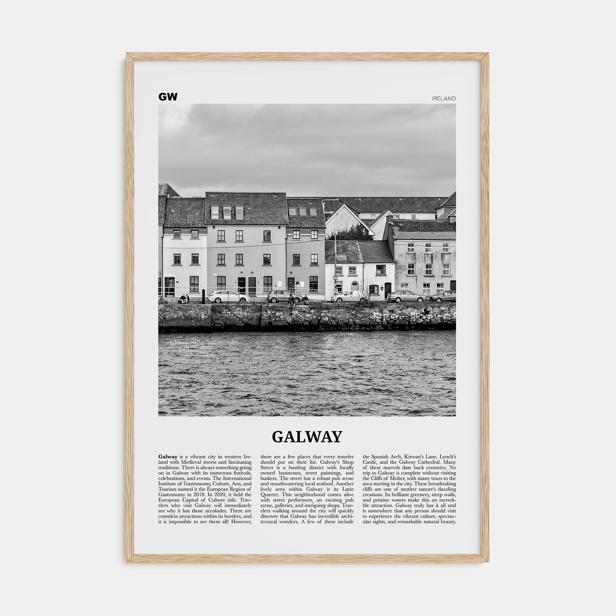 Galway Travel B&W Poster