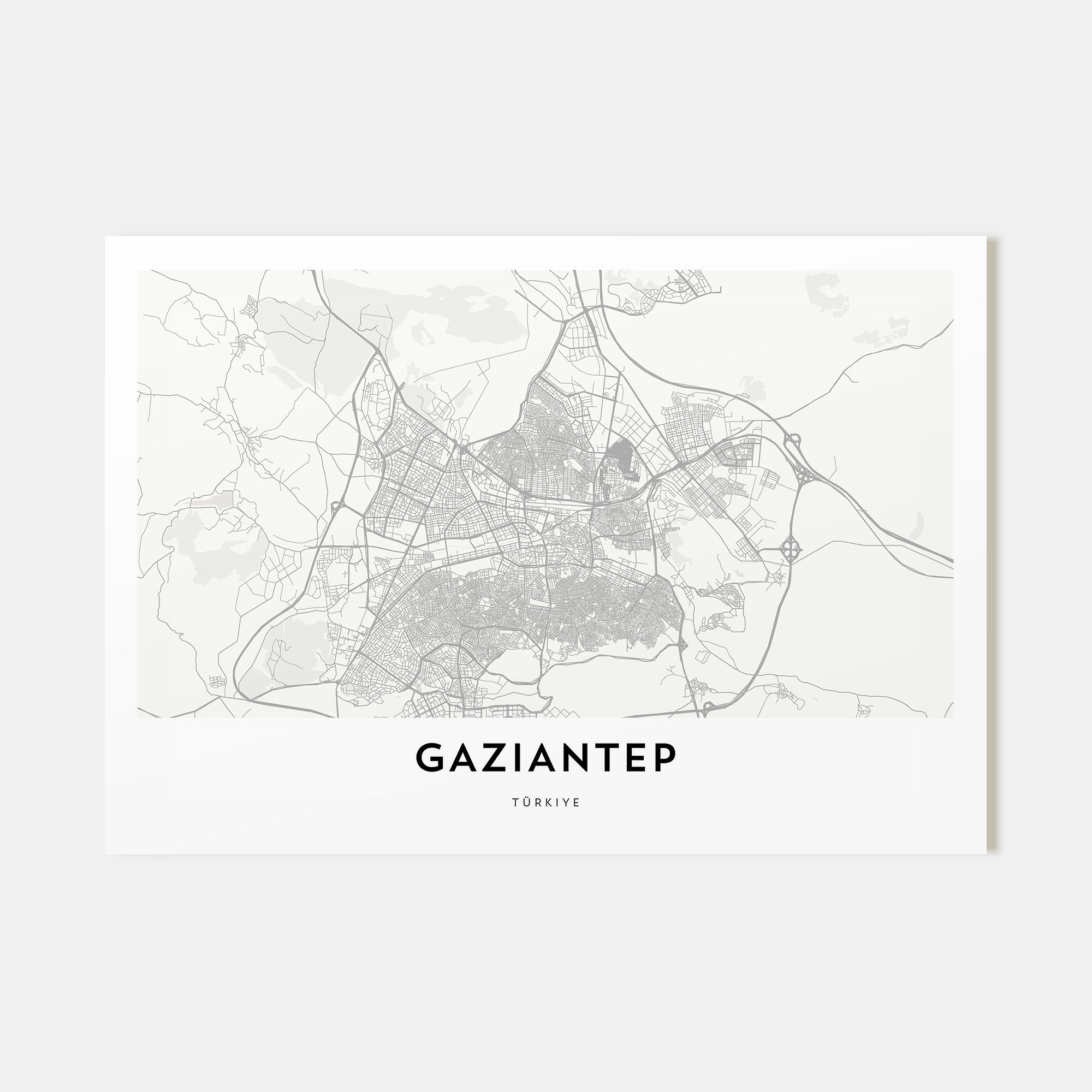 Gaziantep Map Landscape Poster