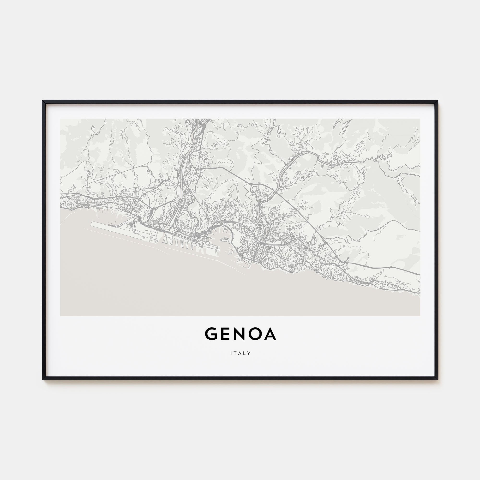 Genoa Map Landscape Poster