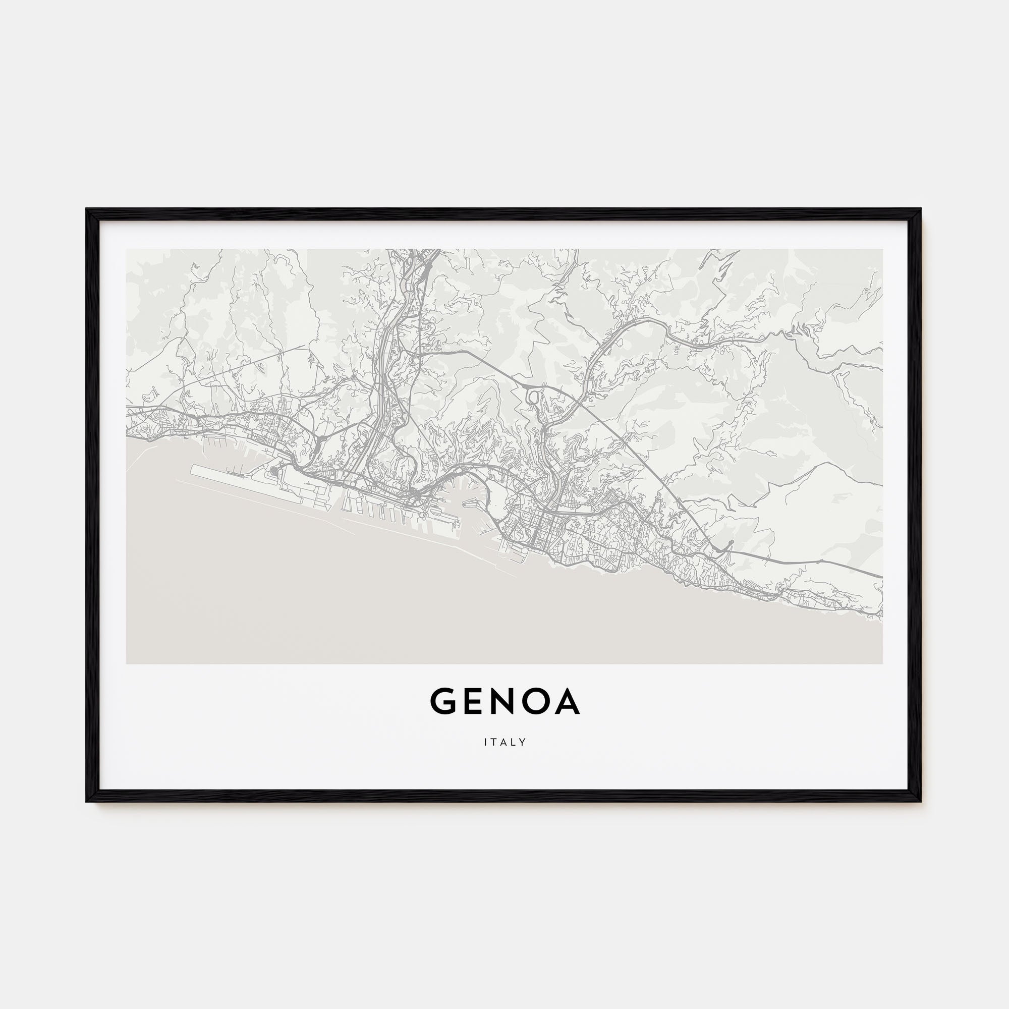 Genoa Map Landscape Poster
