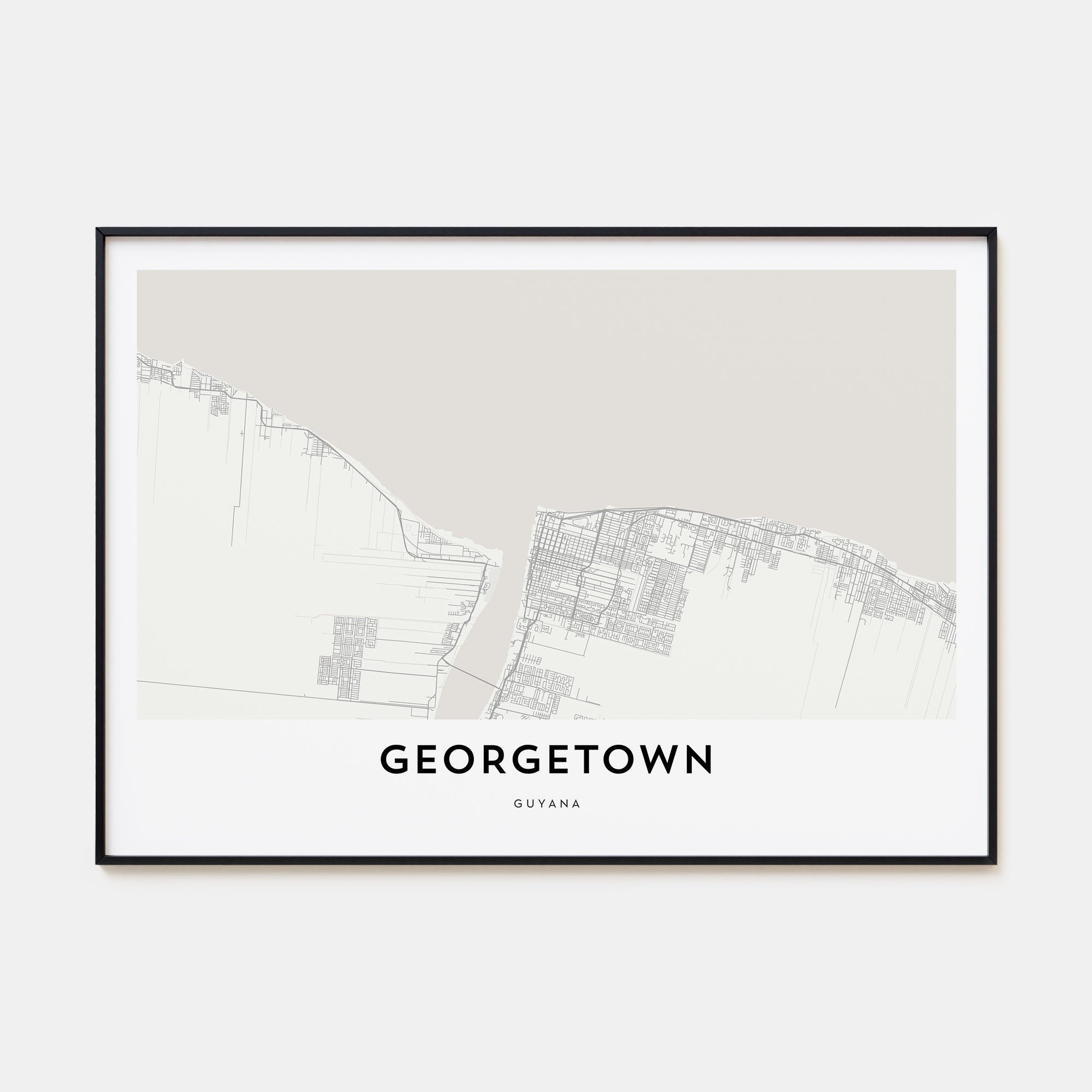 Georgetown, Guyana Map Landscape Poster