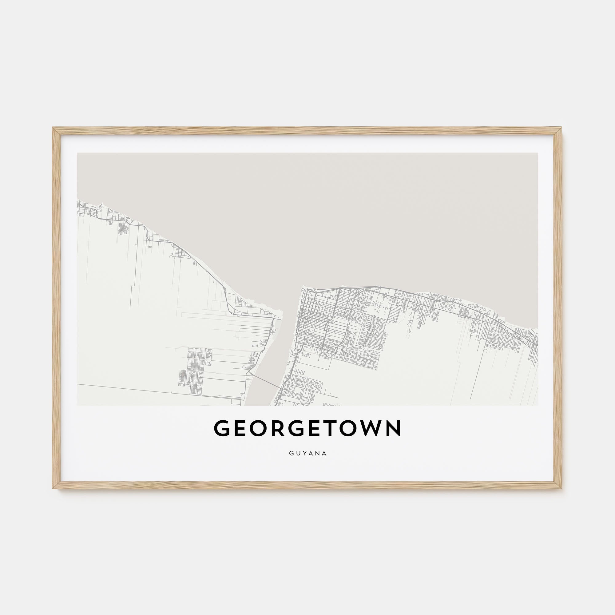Georgetown, Guyana Map Landscape Poster