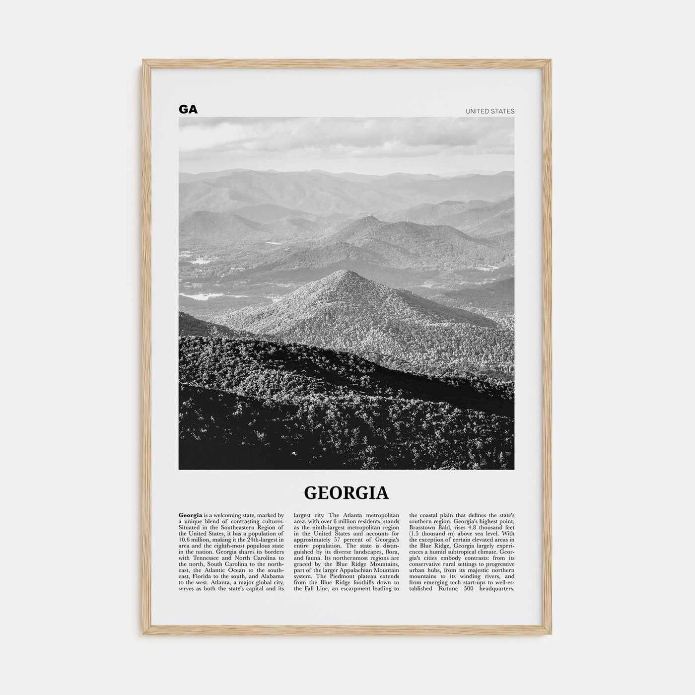 Georgia, United States Travel B&W No 1 Poster
