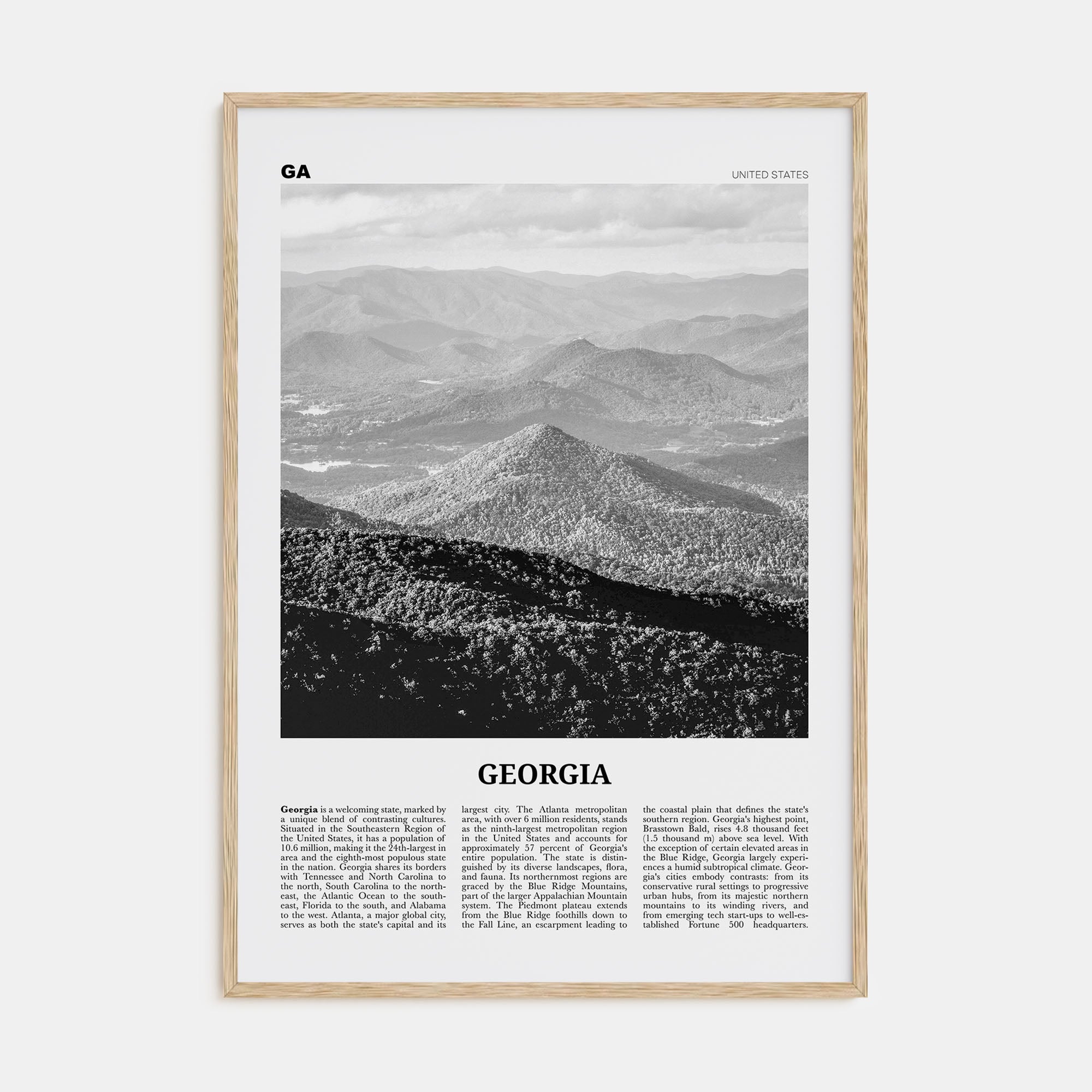 Georgia, United States Travel B&W No 1 Poster