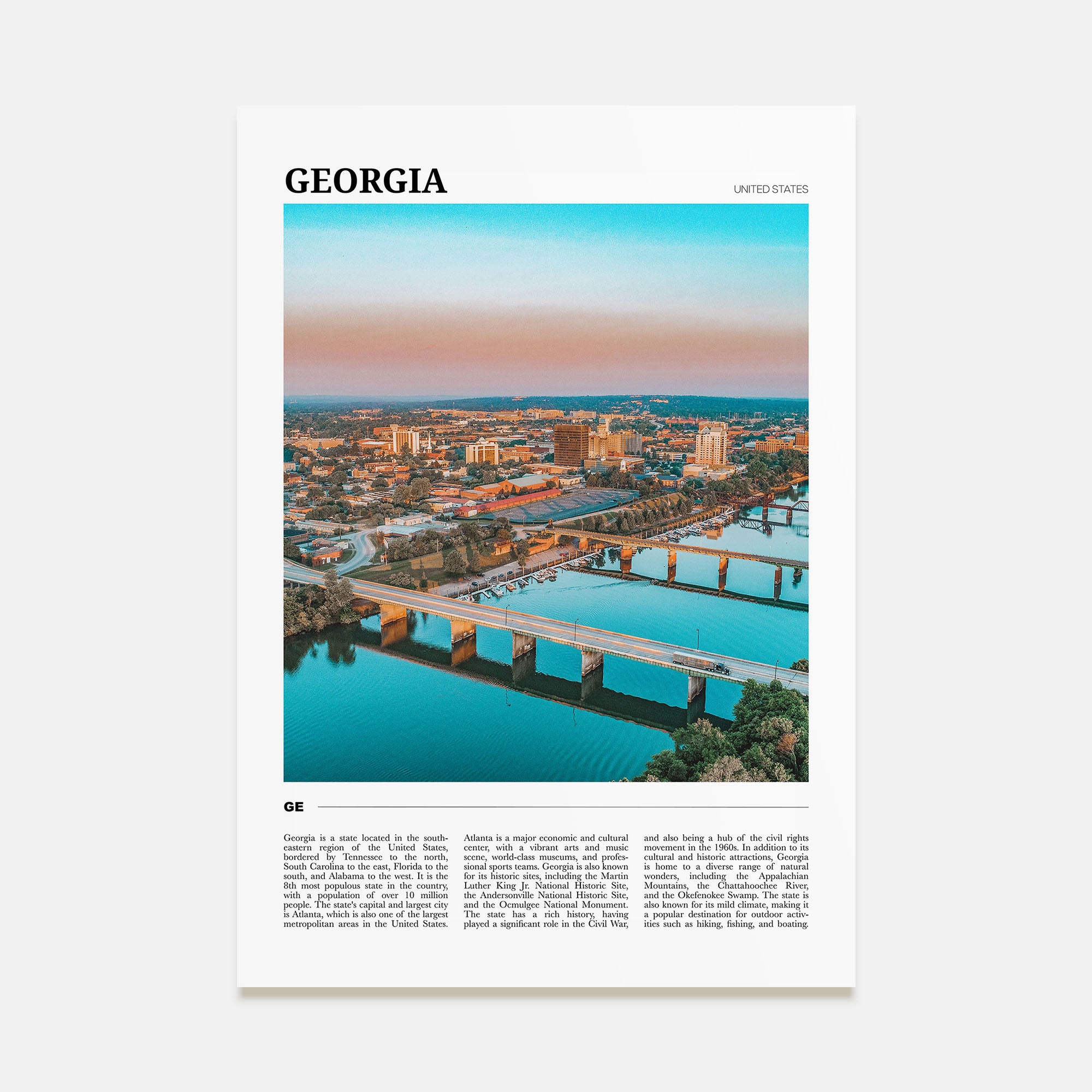 Georgia, United States Travel Color Poster