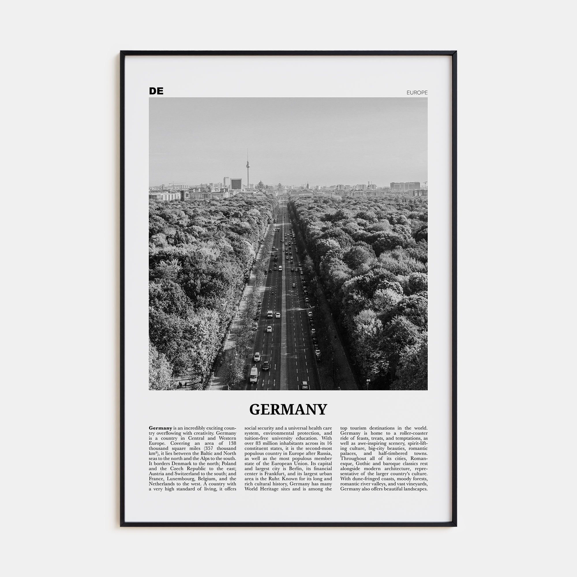 Germany Travel B&W Poster