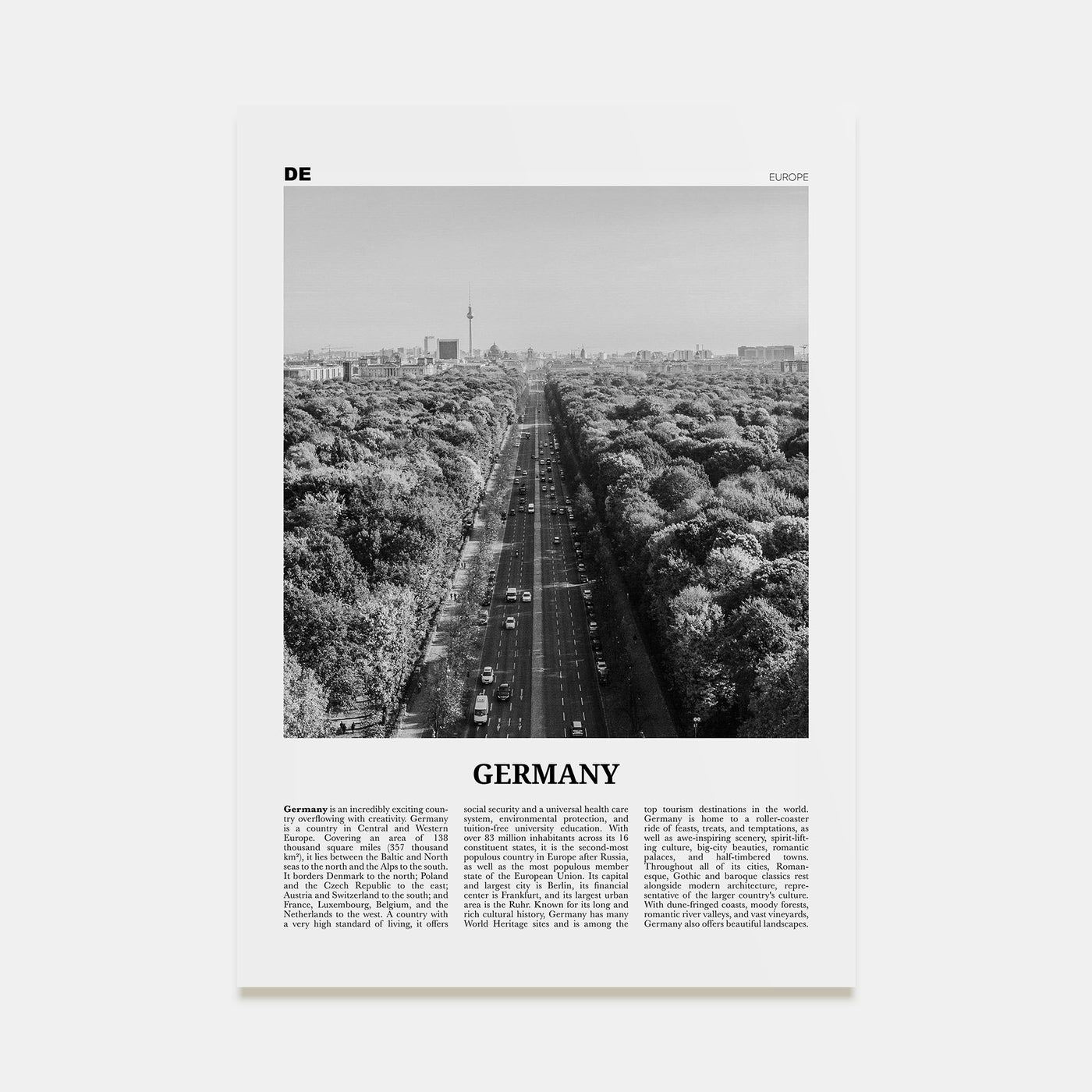 Germany Travel B&W Poster