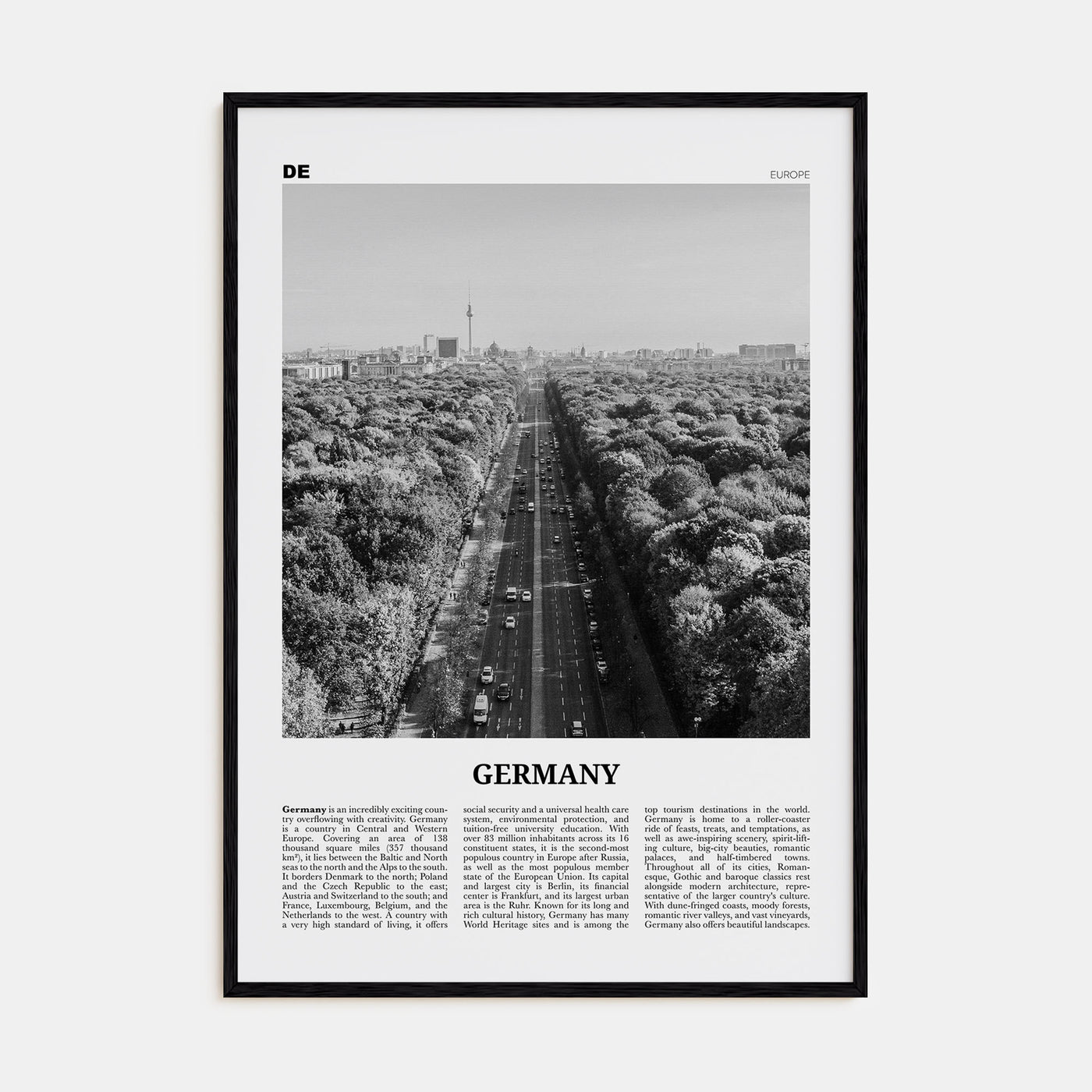 Germany Travel B&W Poster