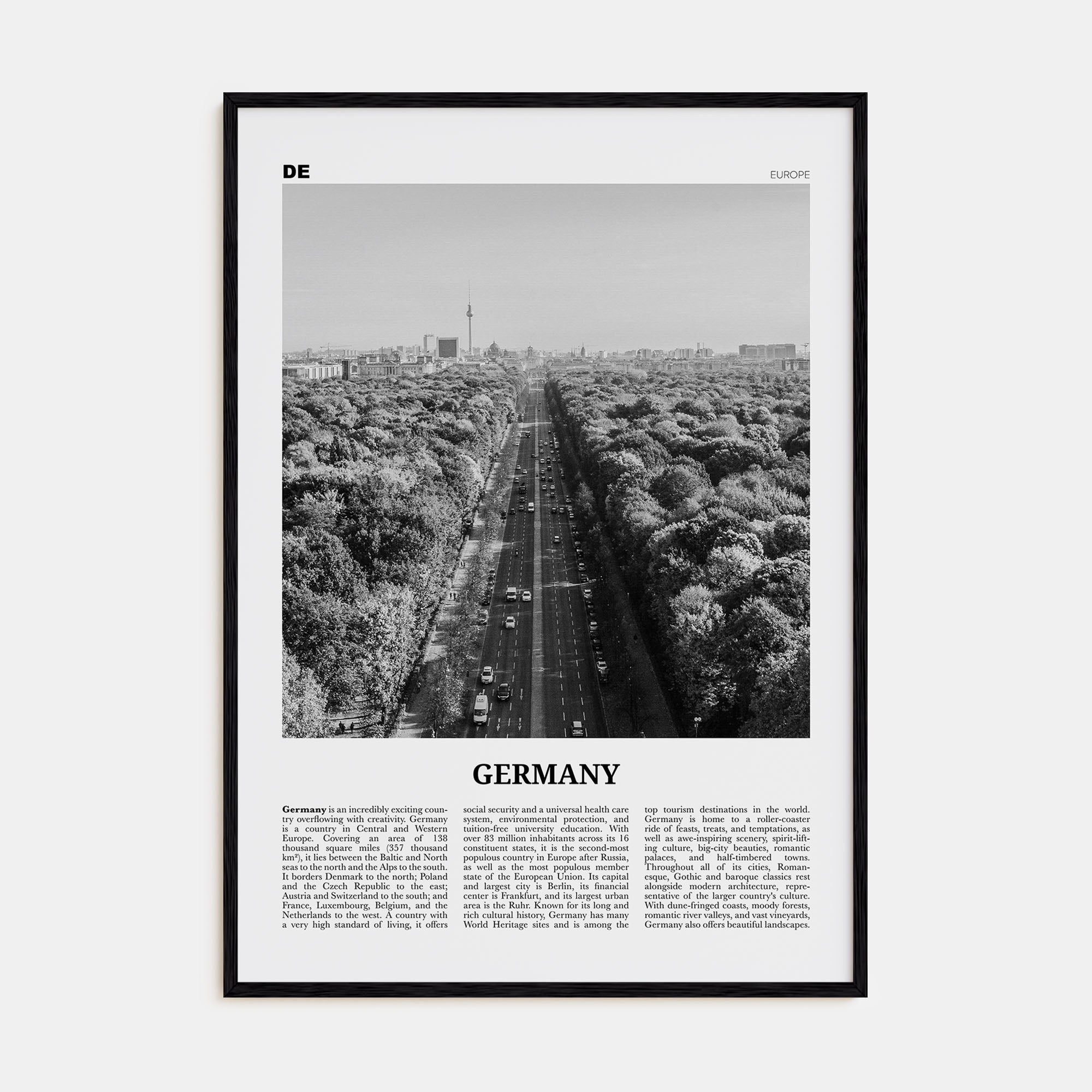 Germany Travel B&W Poster