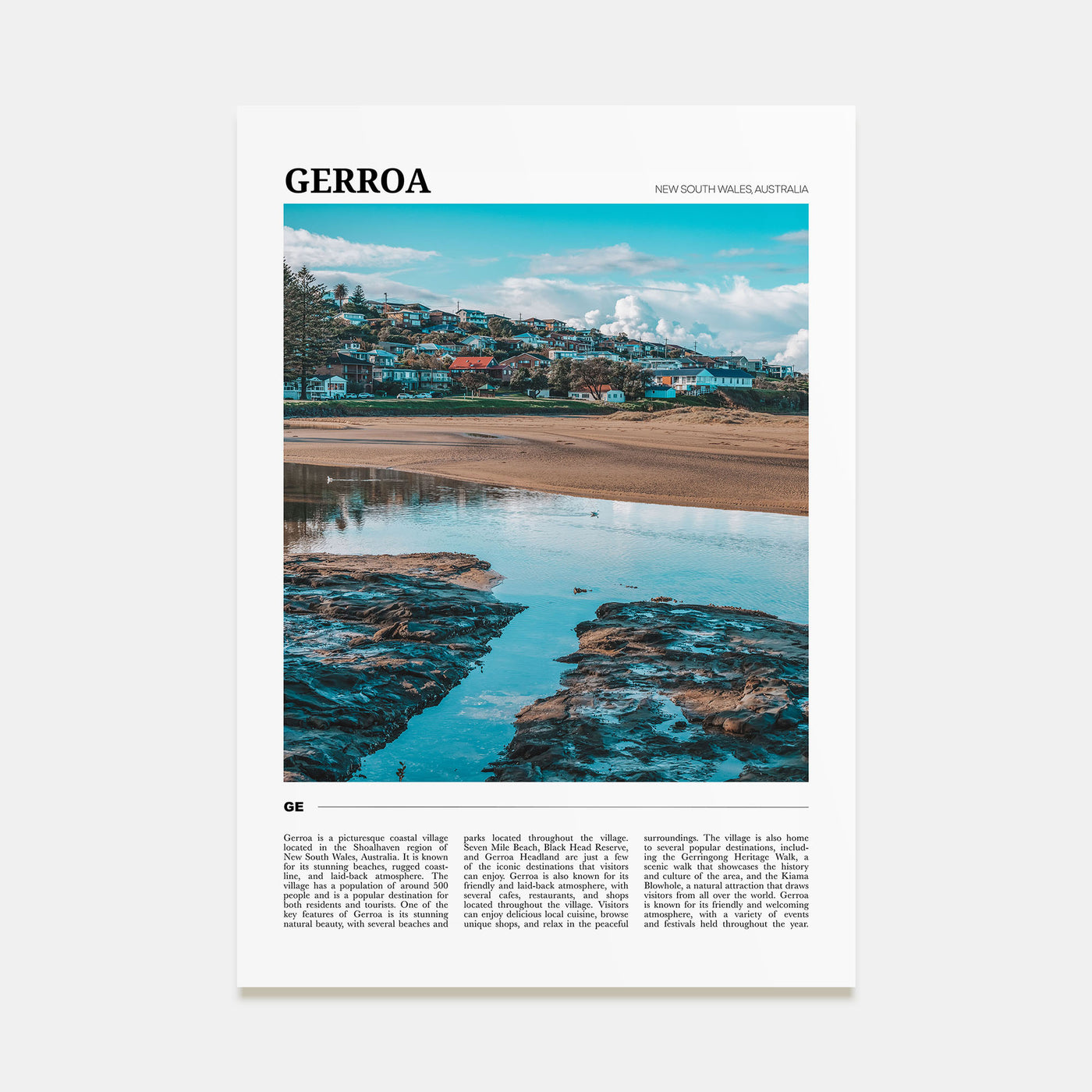 Gerroa Travel Color Poster