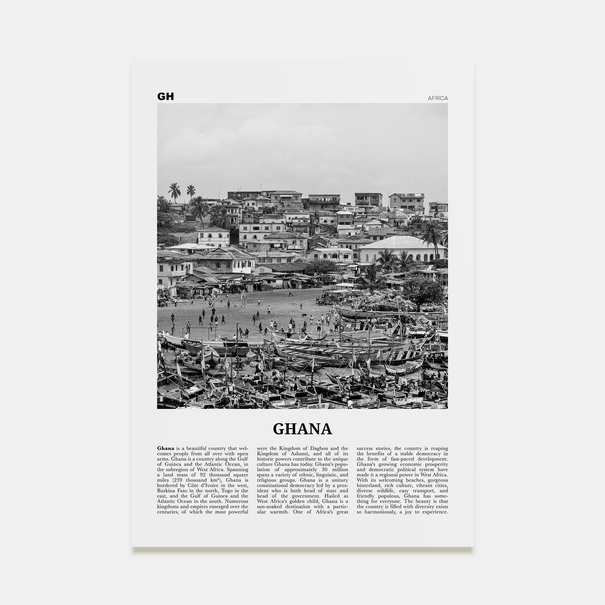 Ghana Travel B&W No 1 Poster