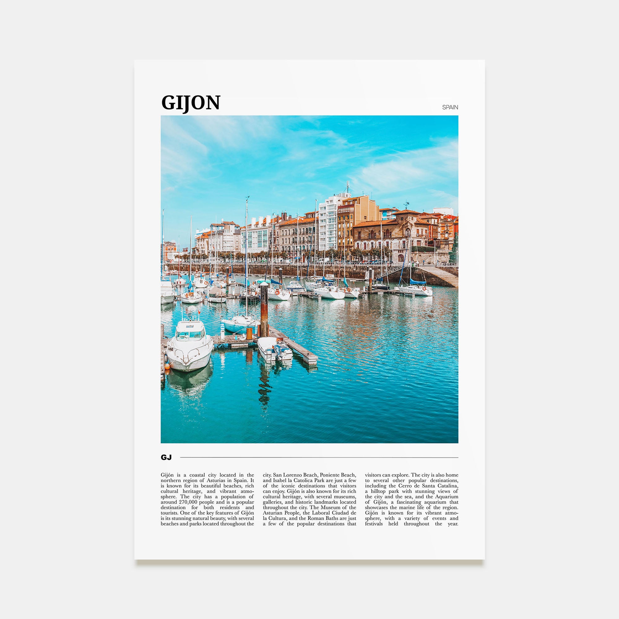 Gijon Travel Color Poster