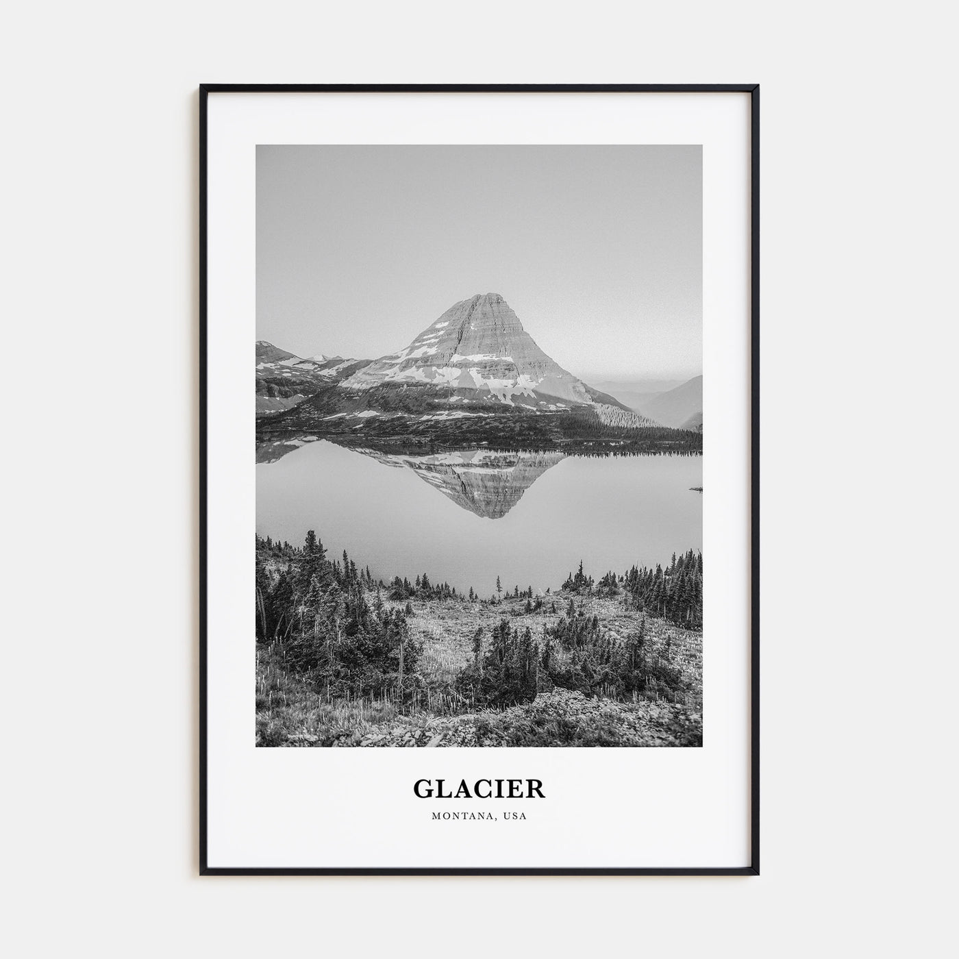 Glacier National Park Portrait B&W Poster