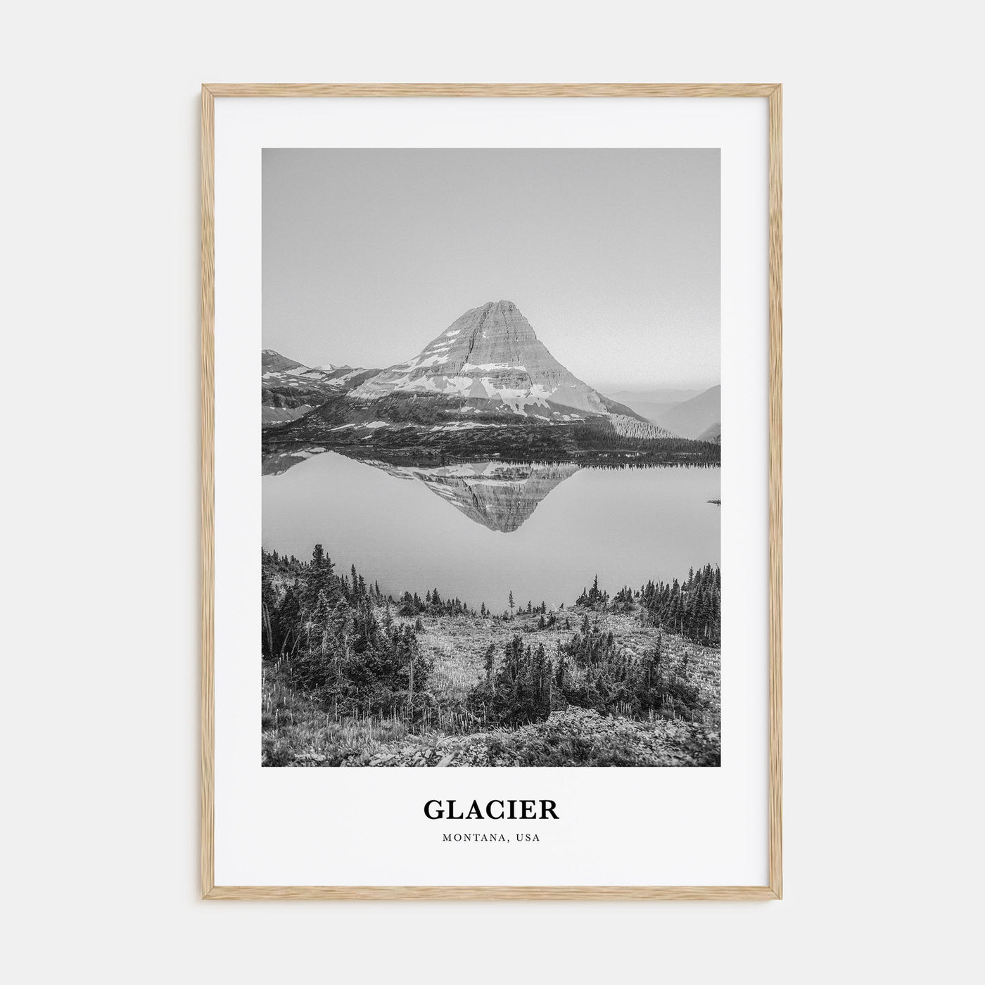 Glacier National Park Portrait B&W Poster