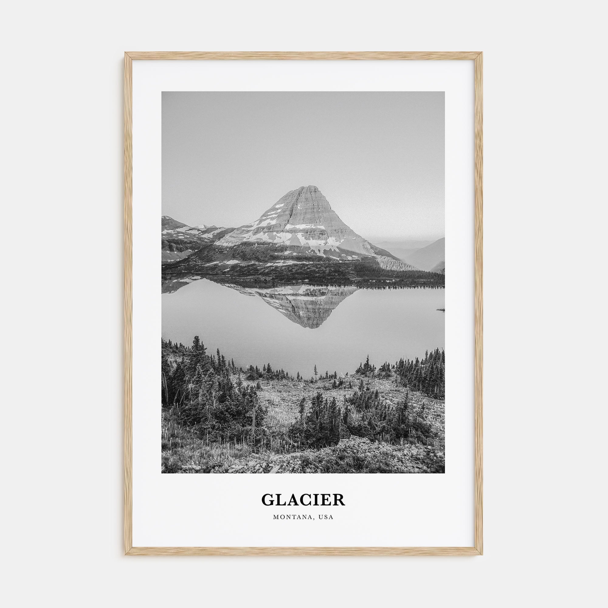 Glacier National Park Portrait B&W Poster
