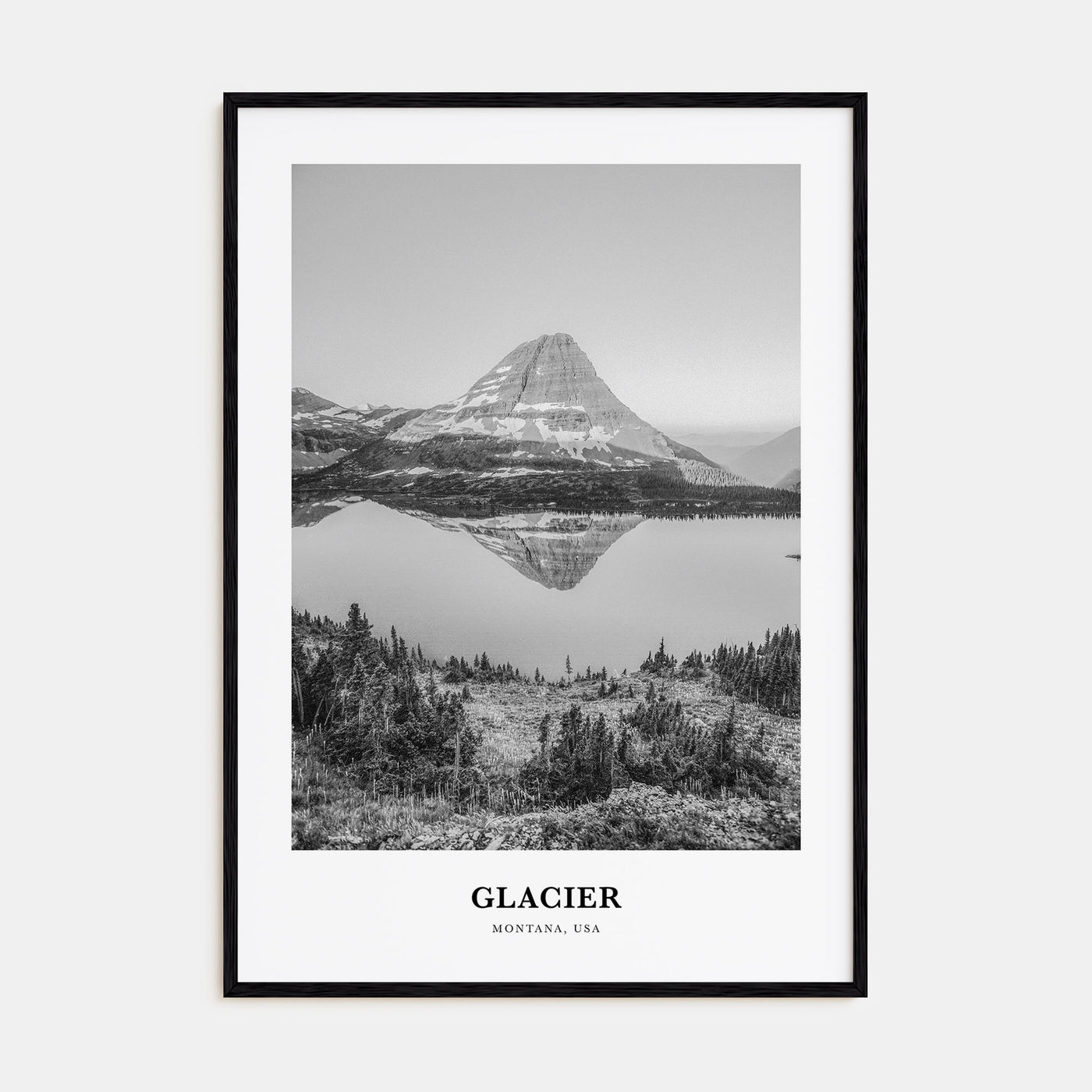 Glacier National Park Portrait B&W Poster
