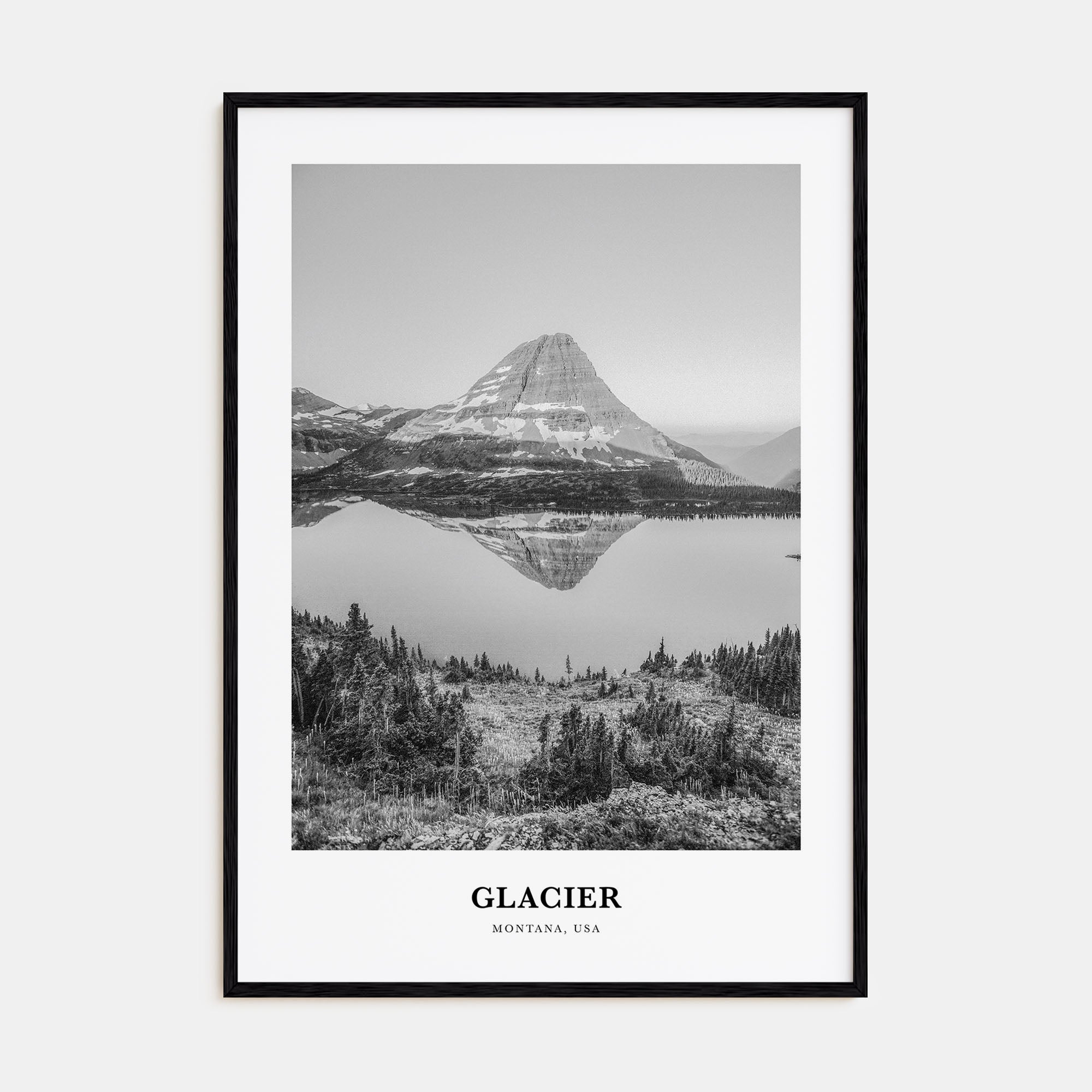 Glacier National Park Portrait B&W Poster