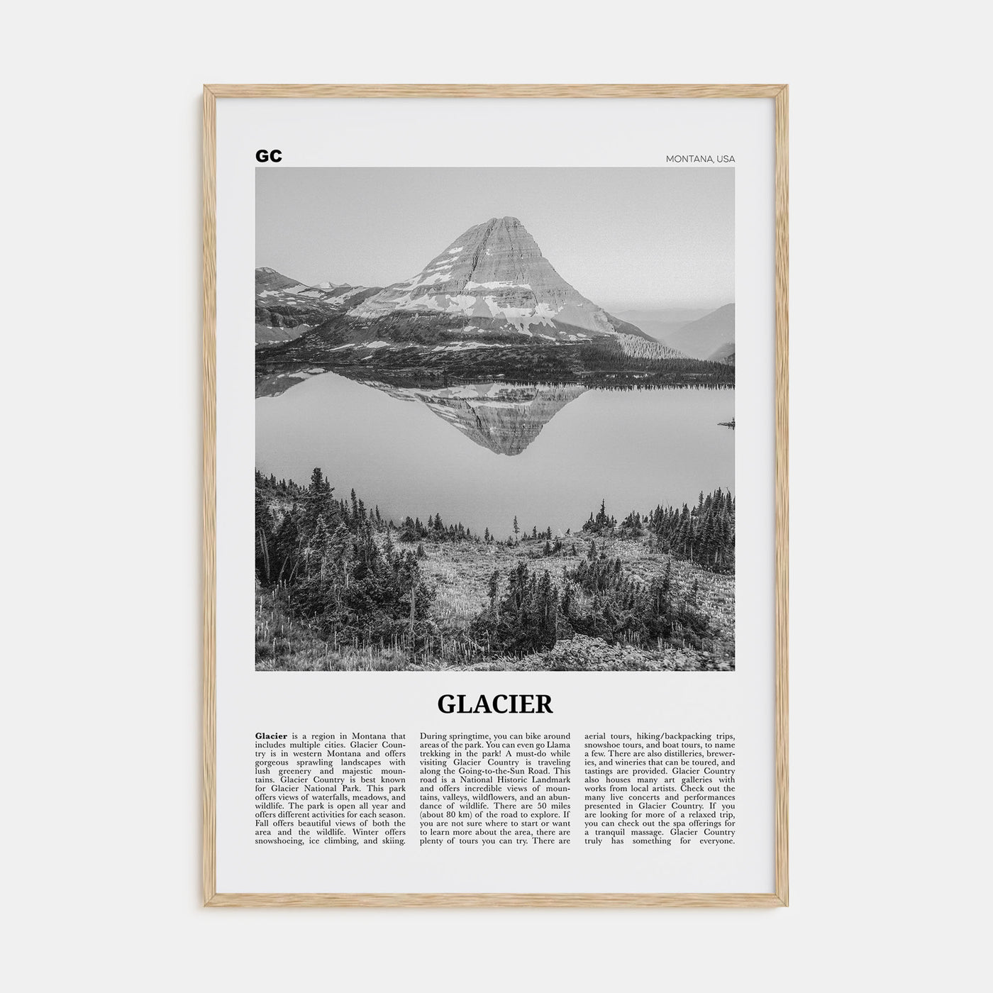 Glacier National Park Travel B&W Poster