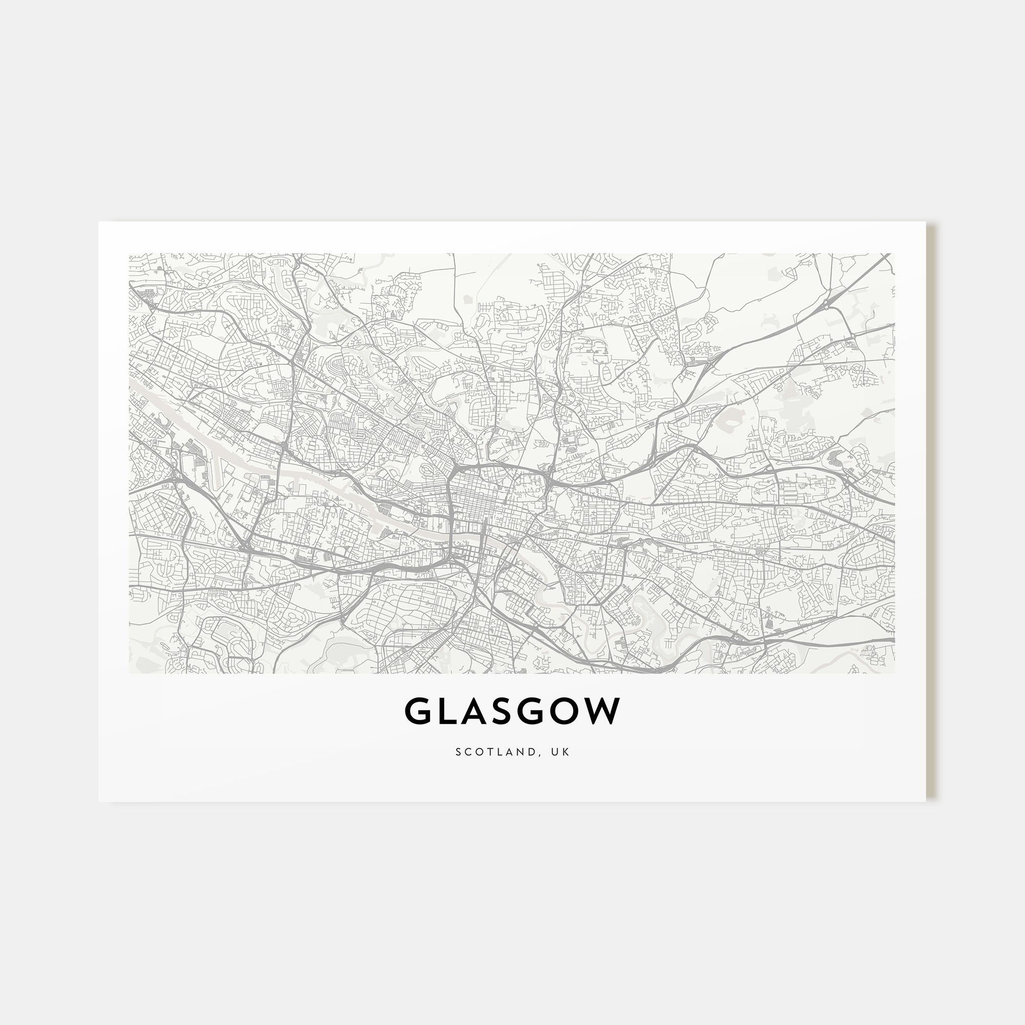 Glasgow Map Landscape Poster