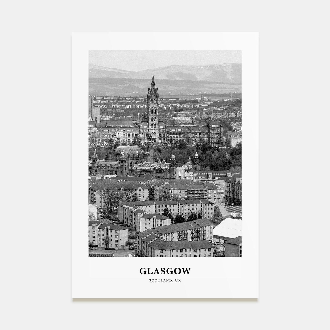 Glasgow Portrait B&W Poster