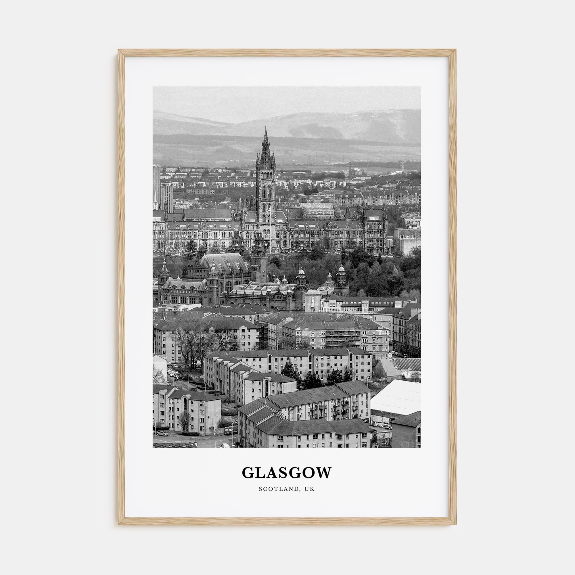 Glasgow Portrait B&W Poster
