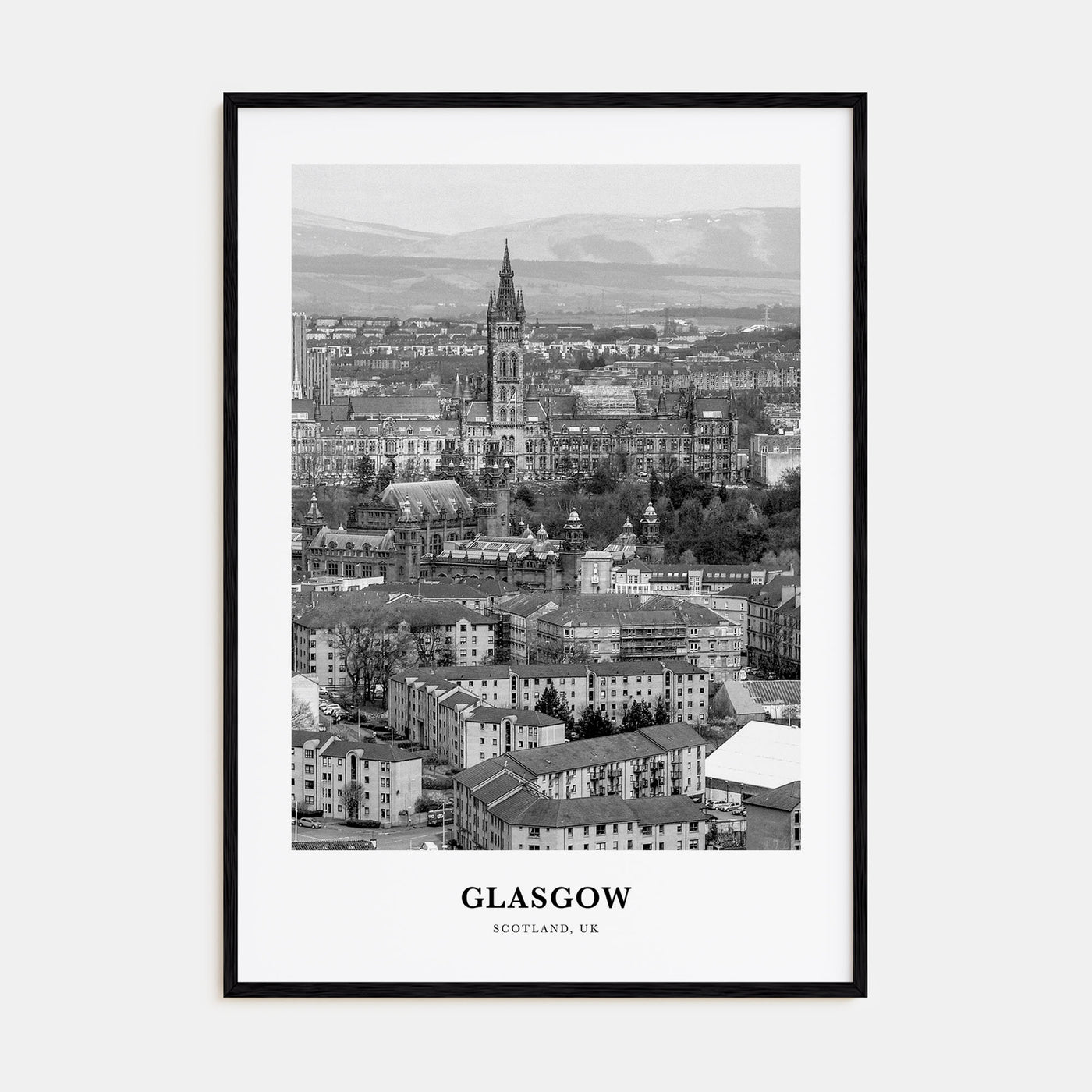 Glasgow Portrait B&W Poster