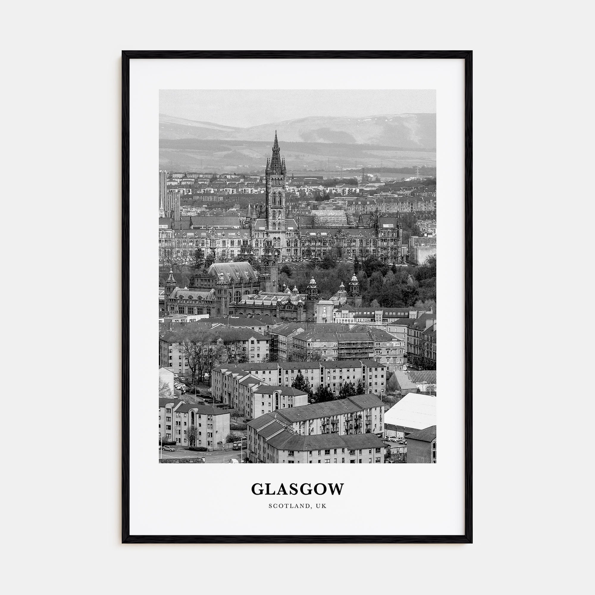 Glasgow Portrait B&W Poster