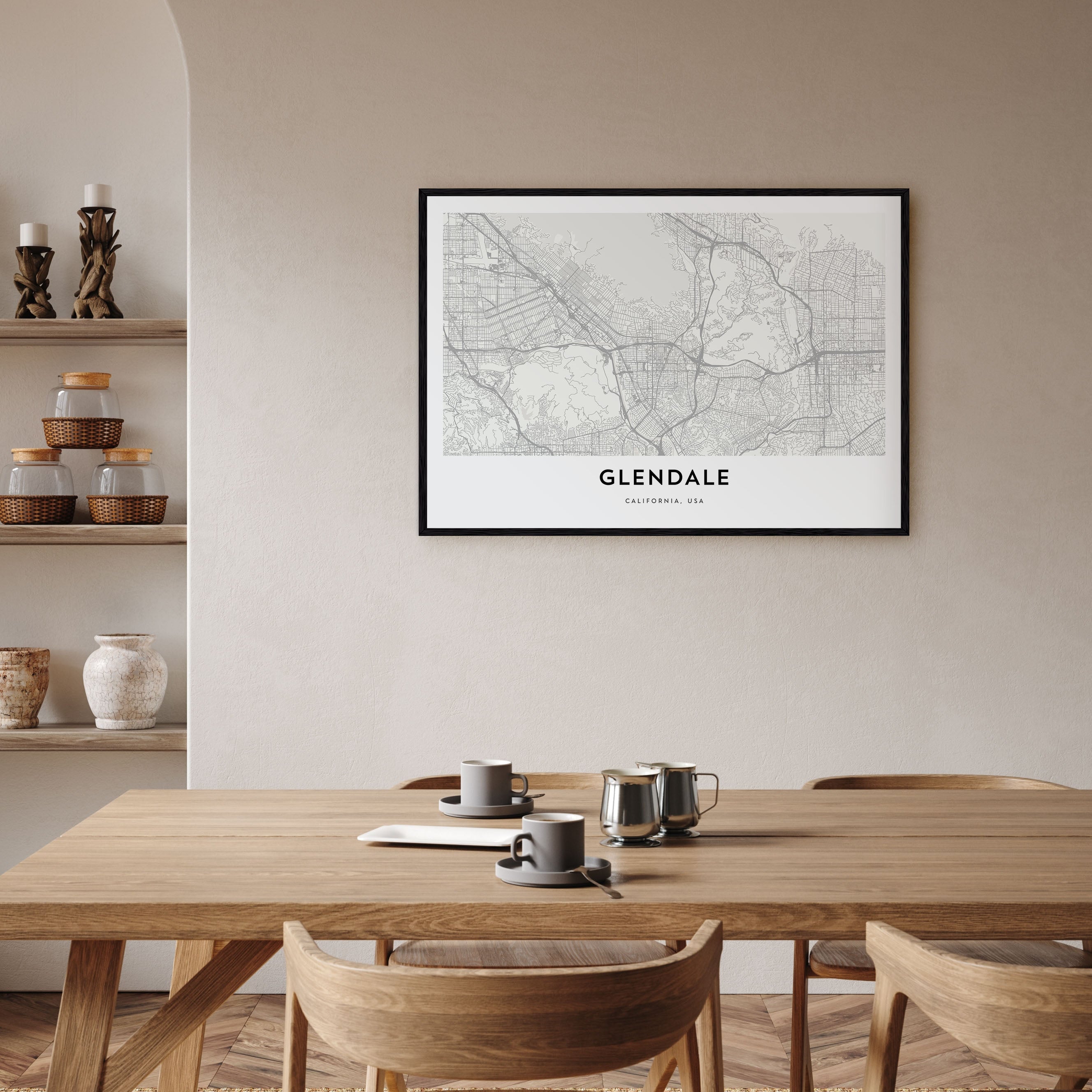 Glendale, California Map Landscape Poster