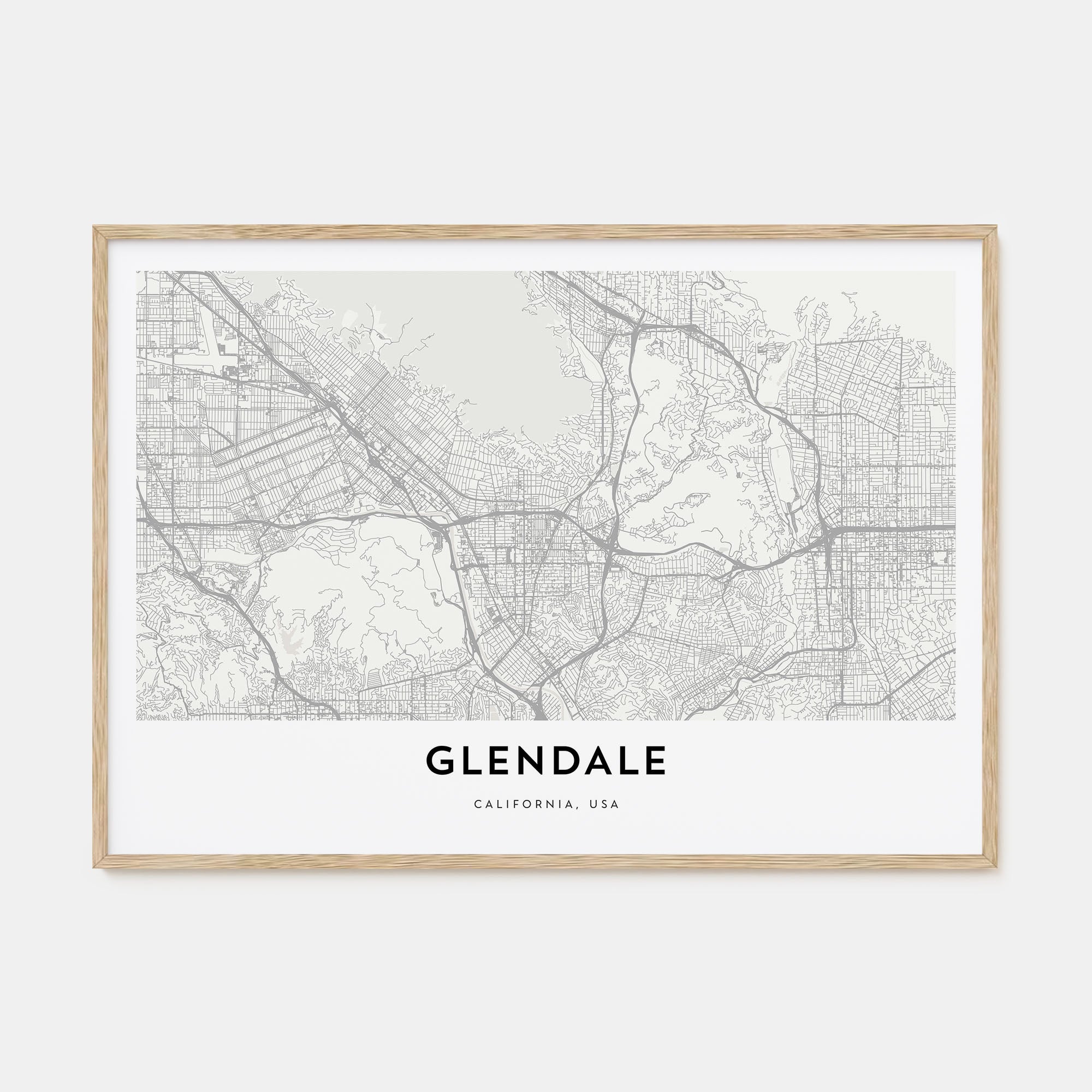 Glendale, California Map Landscape Poster