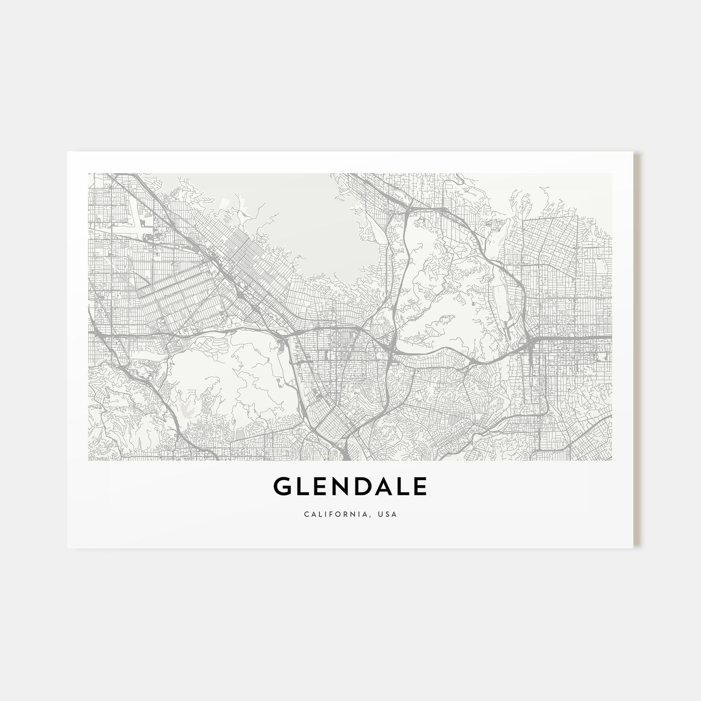 Glendale, California Map Landscape Poster